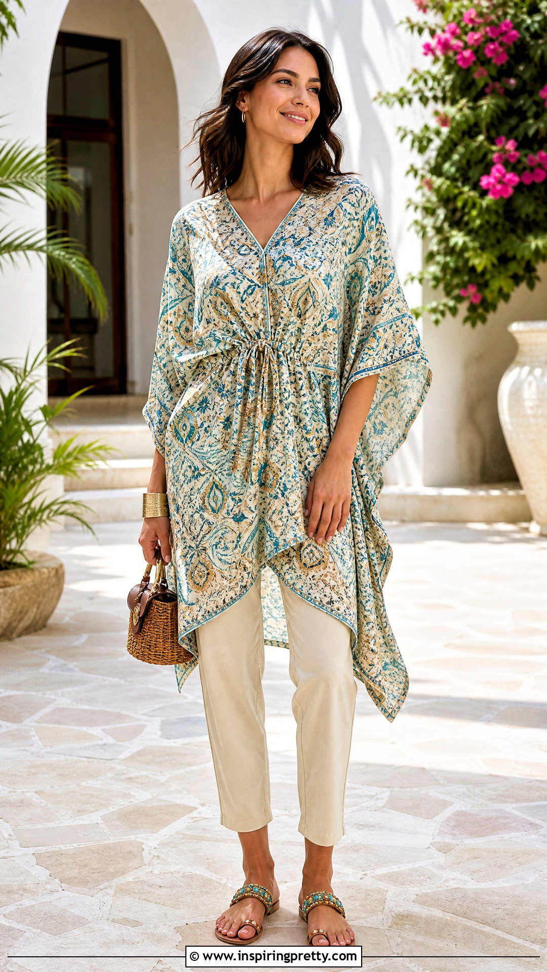 Kaftan Kurti With Tapered Pants - 50 traditional tops for women