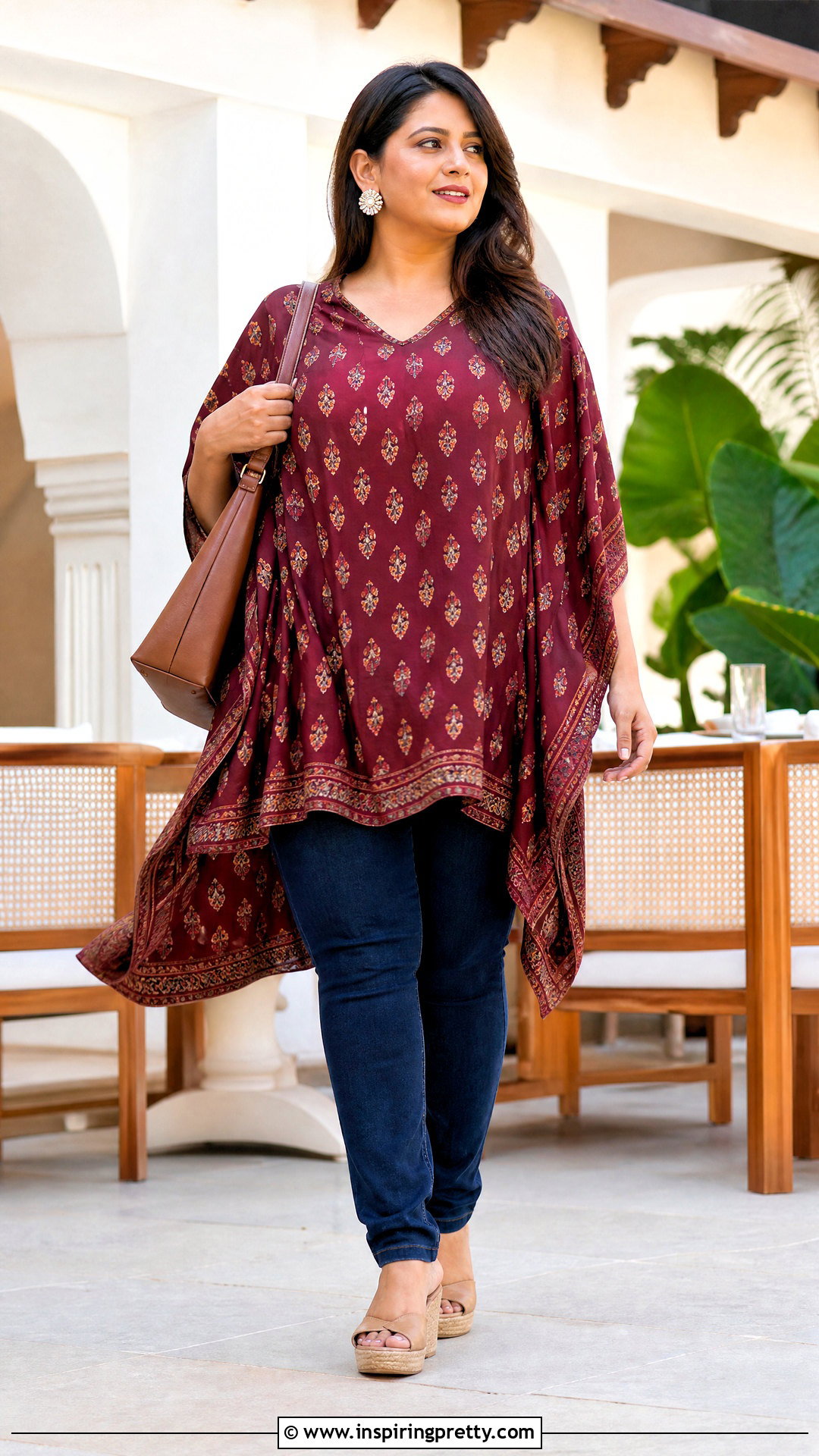 Kaftan Top With Slim Jeans - 50 jeans tops indian styles