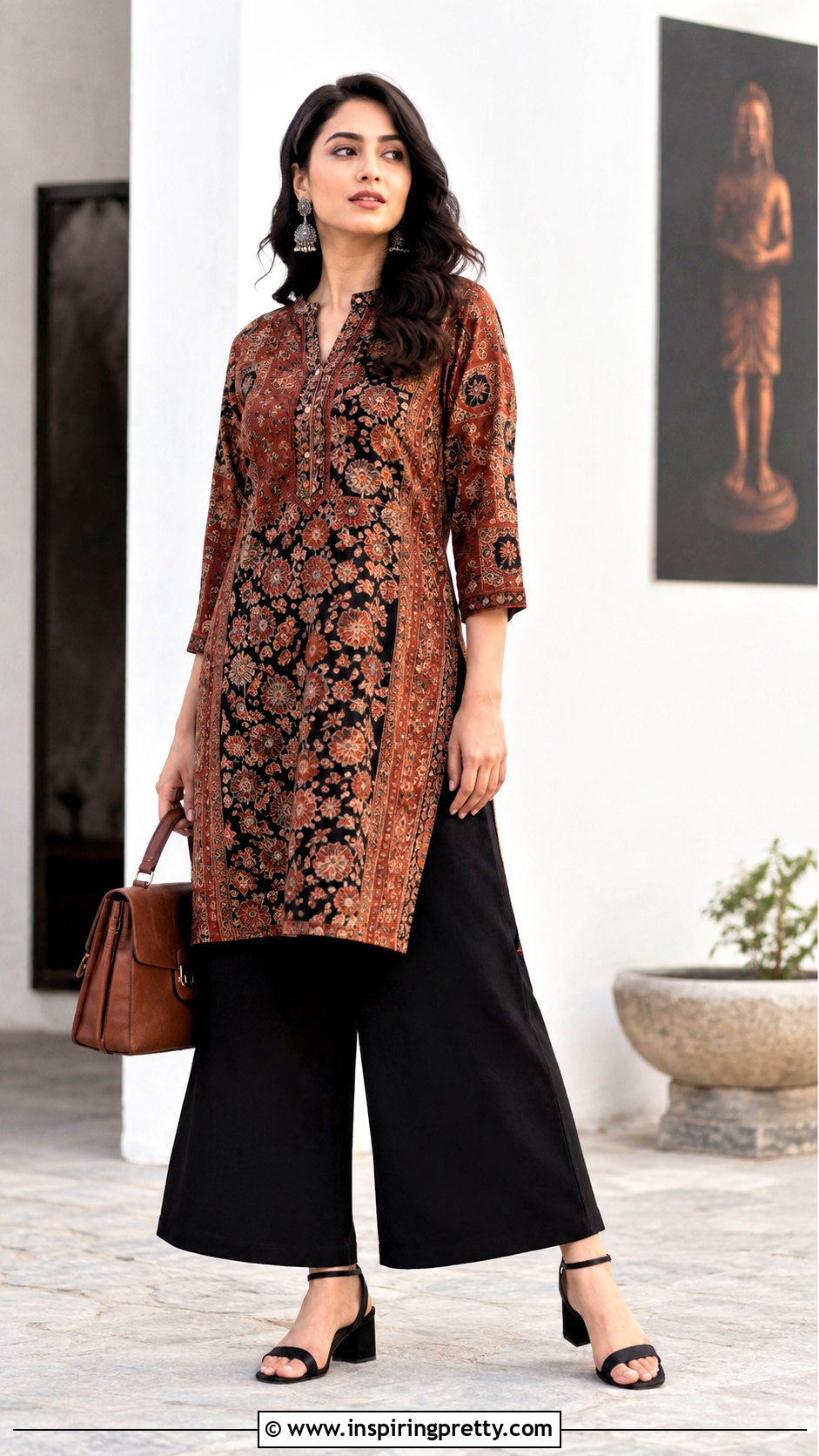 Kalamkari Indo Western Tunic Top With Culottes - 50 Indo Western Tops outfit ideas