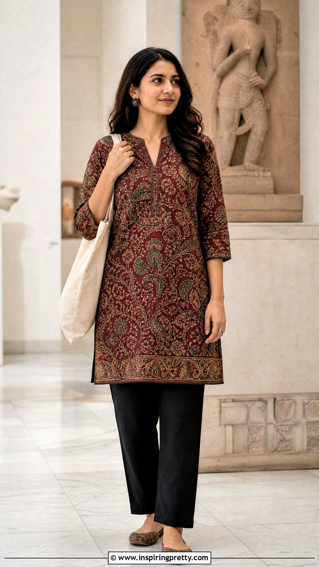 Kalamkari Short Kurtha Top With Straight Pants - 20 Short Kurtha Tops For Women