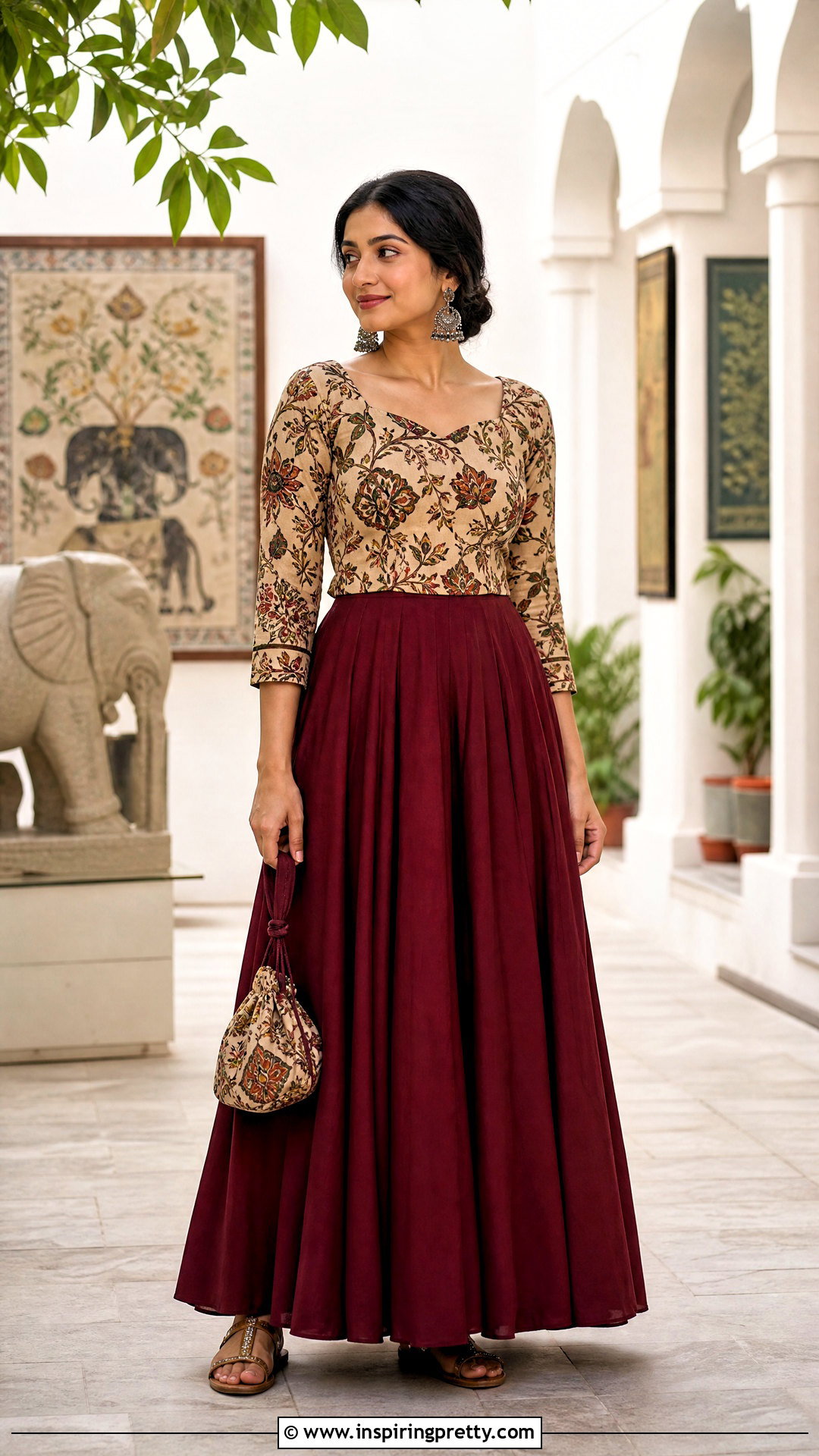 Kalamkari Top With Long Skirt - 50 traditional tops for women