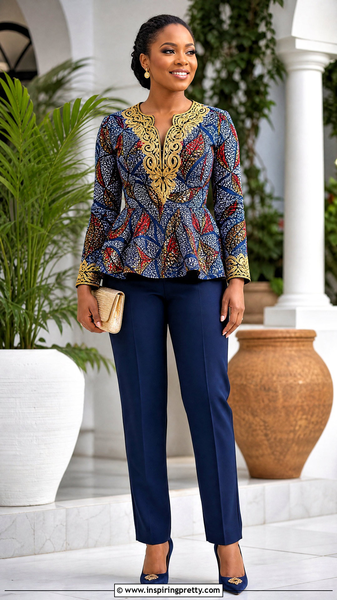 Kampala Embroidered Top And Plain Trouser - 50 kampala trouser and top for ladies
