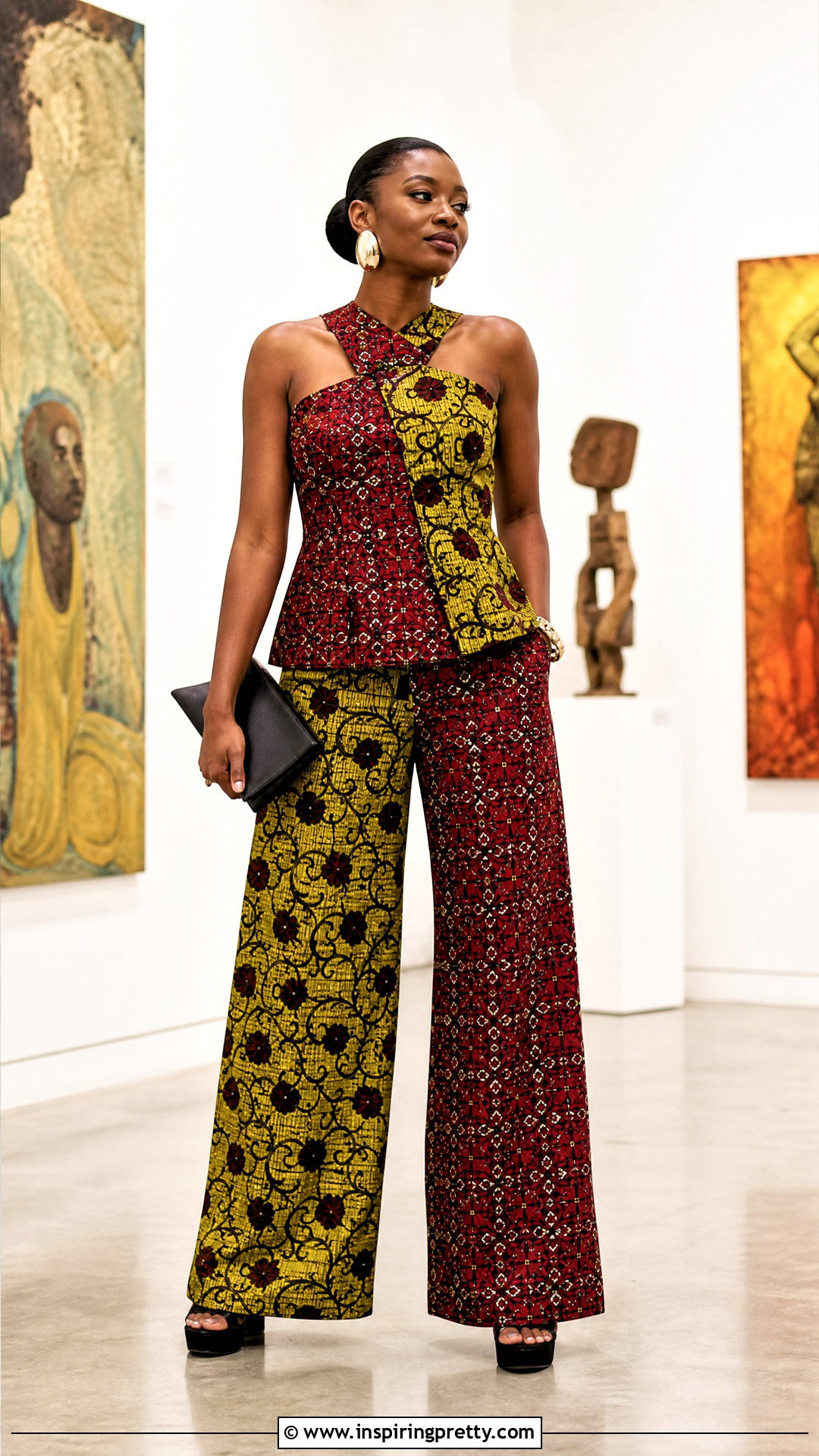 Kampala Patchwork Top And Wide Leg Trouser - 50 kampala trouser and top for ladies