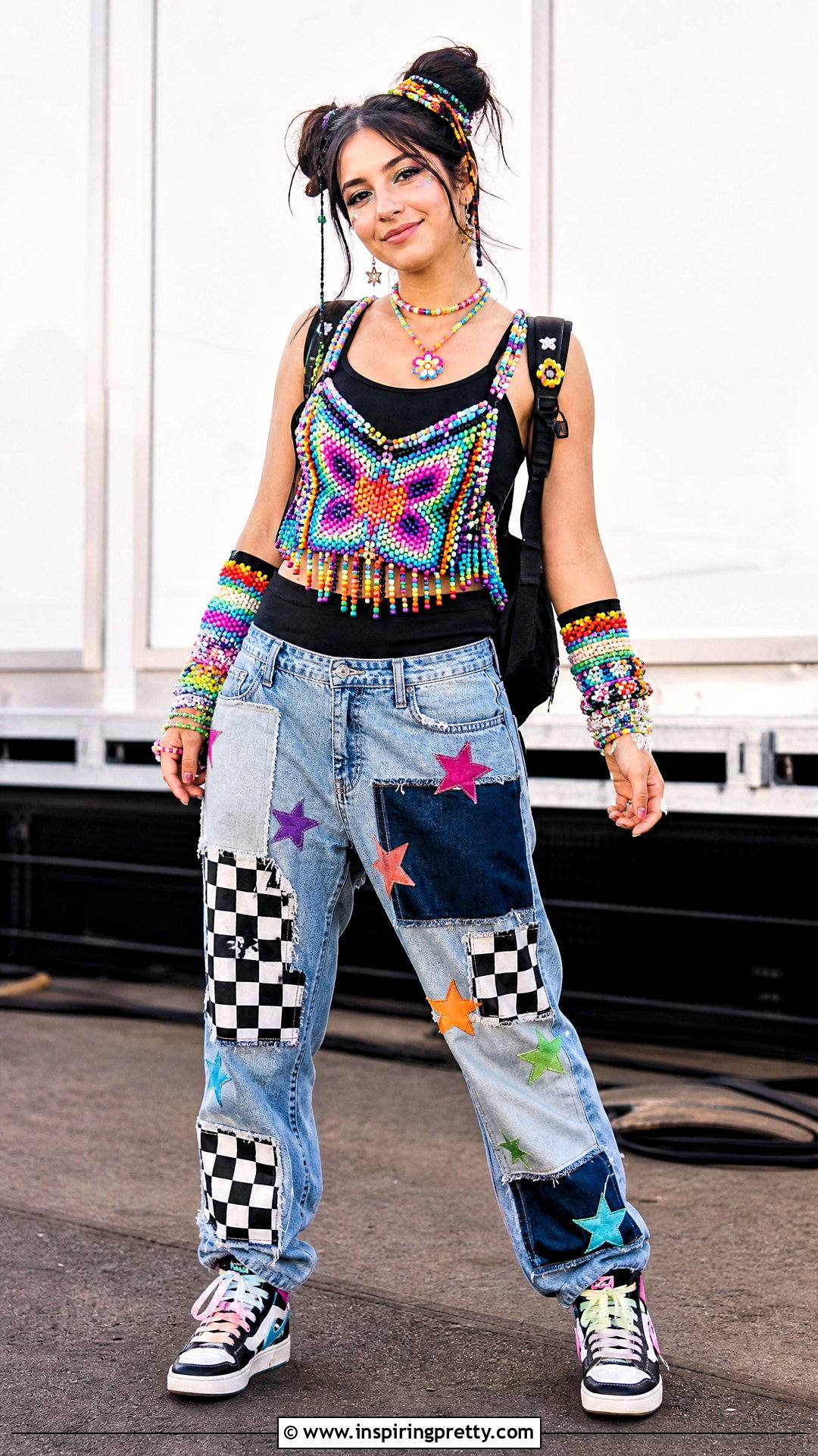 Kandi Top With Patchwork Jeans - 50 kandi top outfit ideas