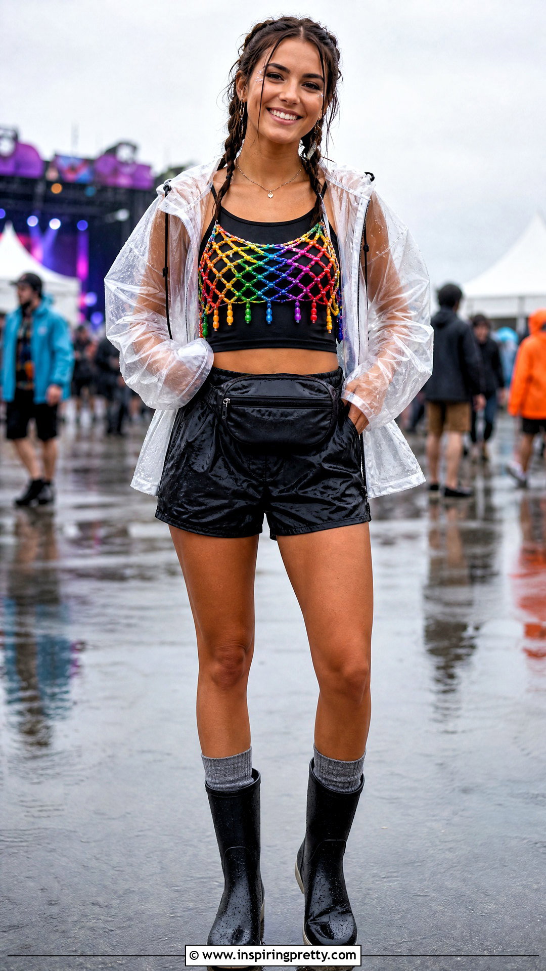 Kandi Top With Rain Boots And Waterproof Shorts - 50 kandi top outfit ideas