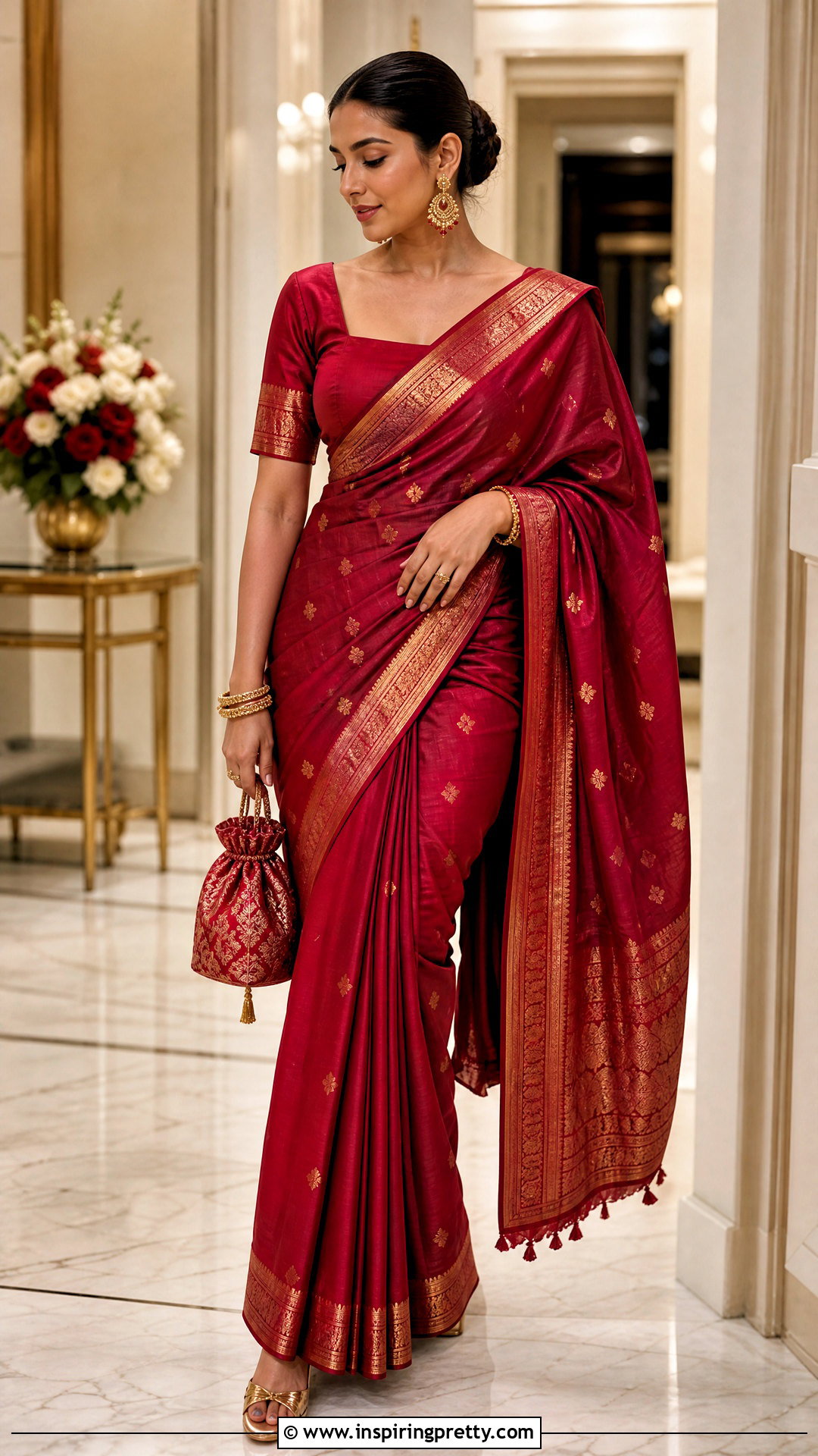 Kanjeevaram Saree With Matching Crop Top - 50 saree with crop top outfit ideas