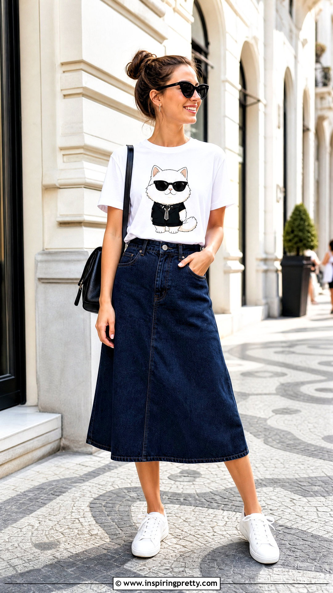 Karl Lagerfeld Choupette T Shirt With Denim Skirt - 25 karl lagerfeld tops outfit ideas