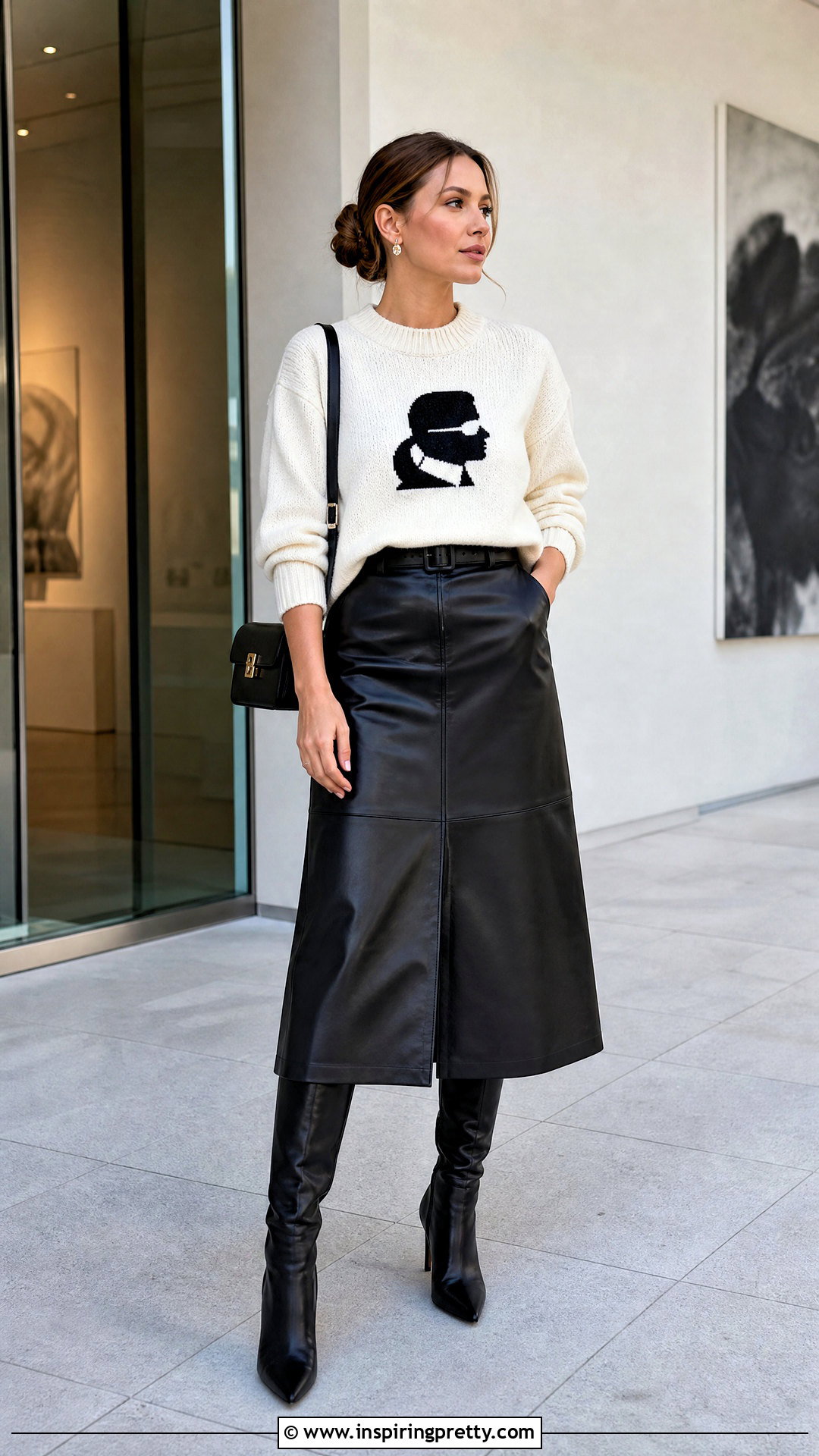 Karl Lagerfeld Sweater Top With Faux Leather Skirt - 25 karl lagerfeld tops outfit ideas