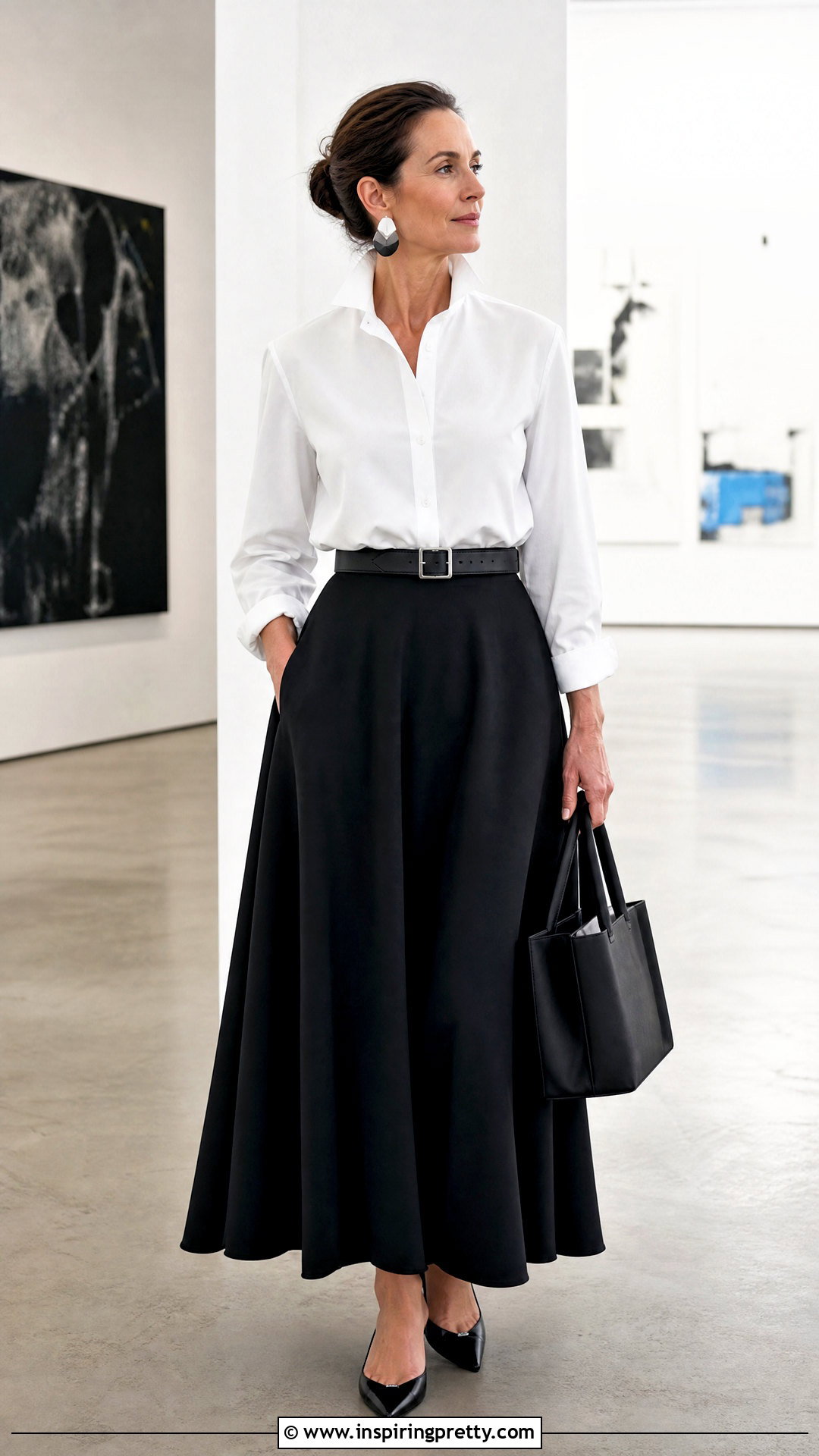 Karl Lagerfeld White Shirt With Black Maxi Skirt - 25 karl lagerfeld tops outfit ideas