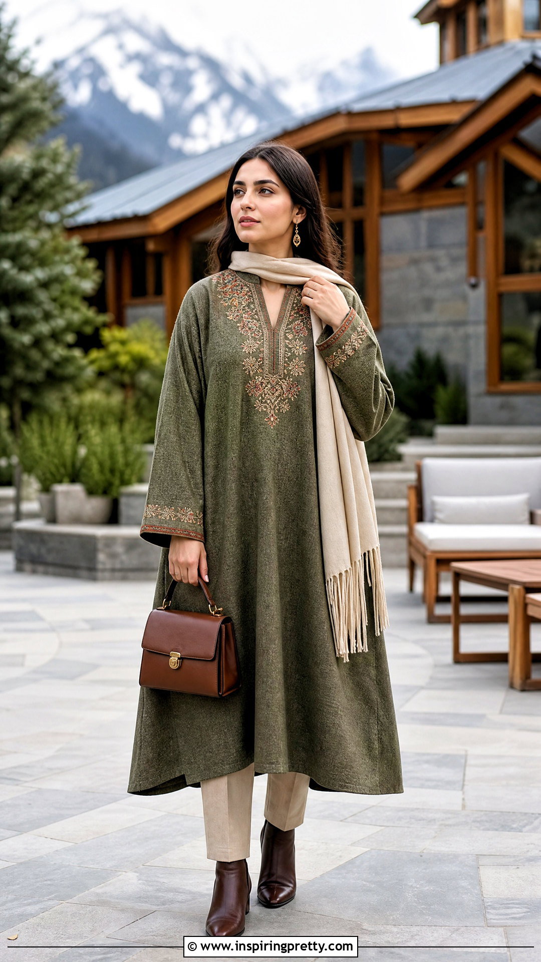 Kashmiri Pheran With Straight Pants - 50 traditional tops for women