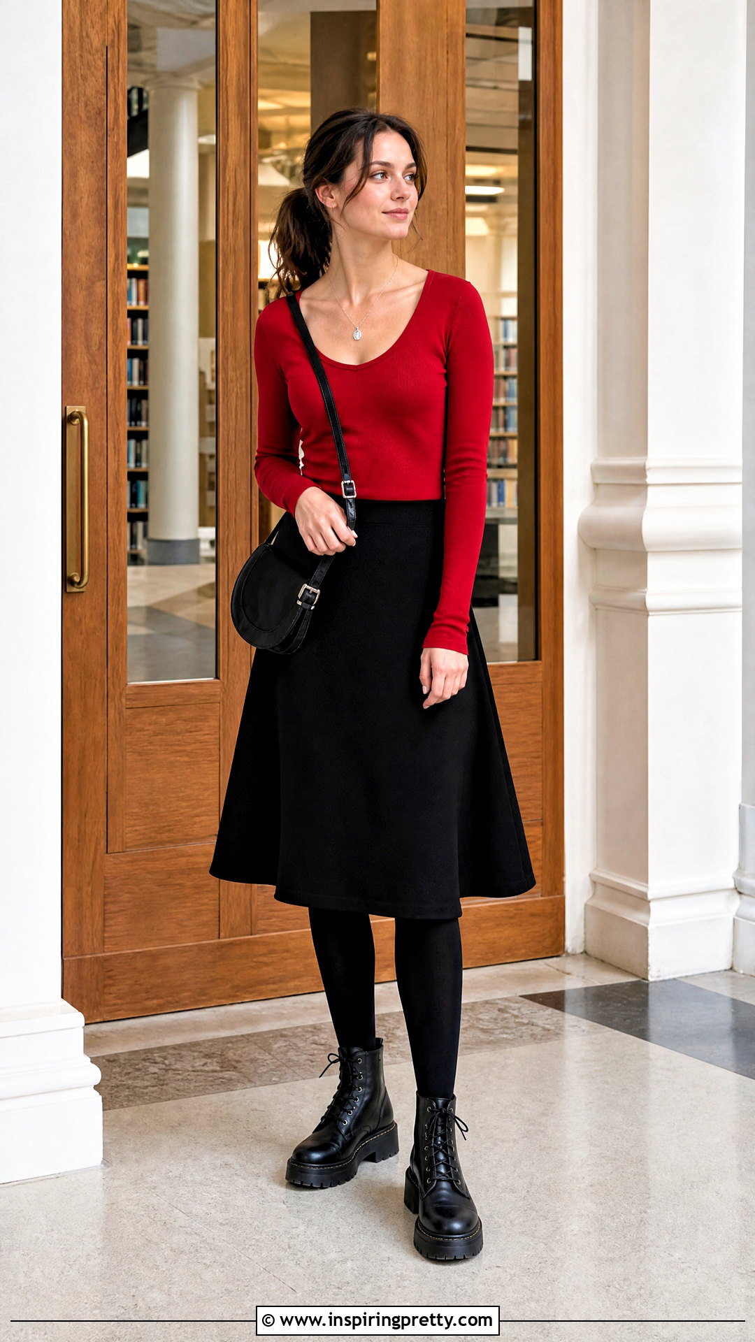 Kat Stratford Red Top With A Black Midi Skirt - 25 kat stratford red top outfit ideas