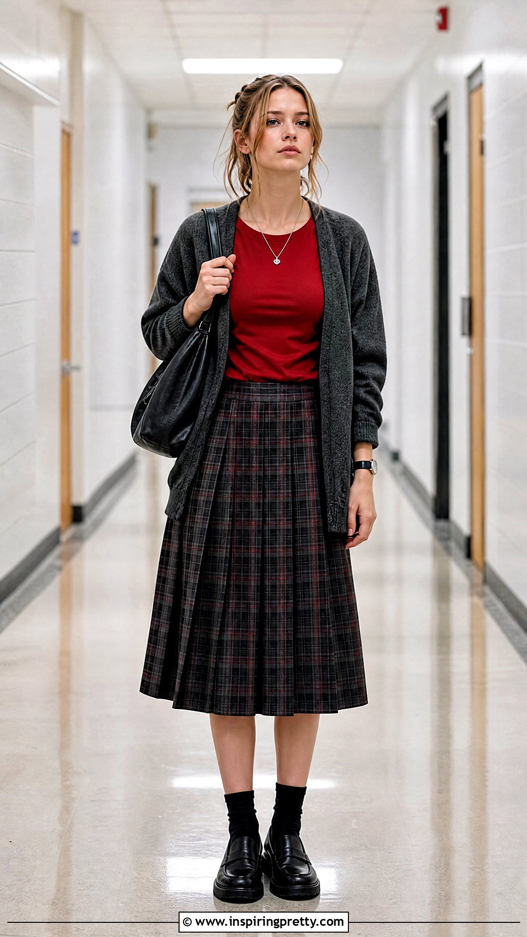Kat Stratford Red Top With A Plaid Midi Skirt - 25 kat stratford red top outfit ideas