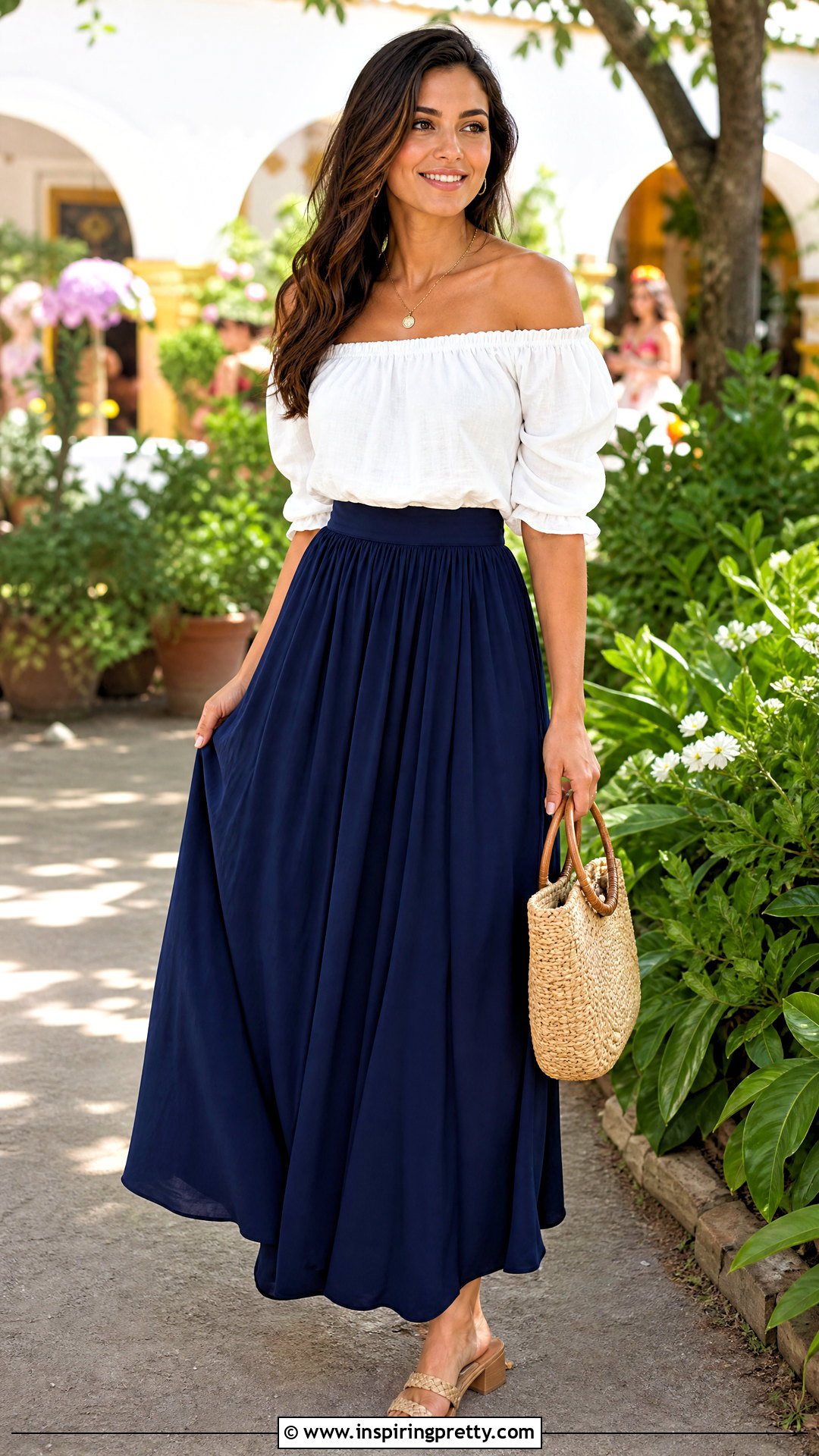 Keira Knightley White Off Shoulder Top With Maxi Skirt - 20 keira knightley white top outfit ideas