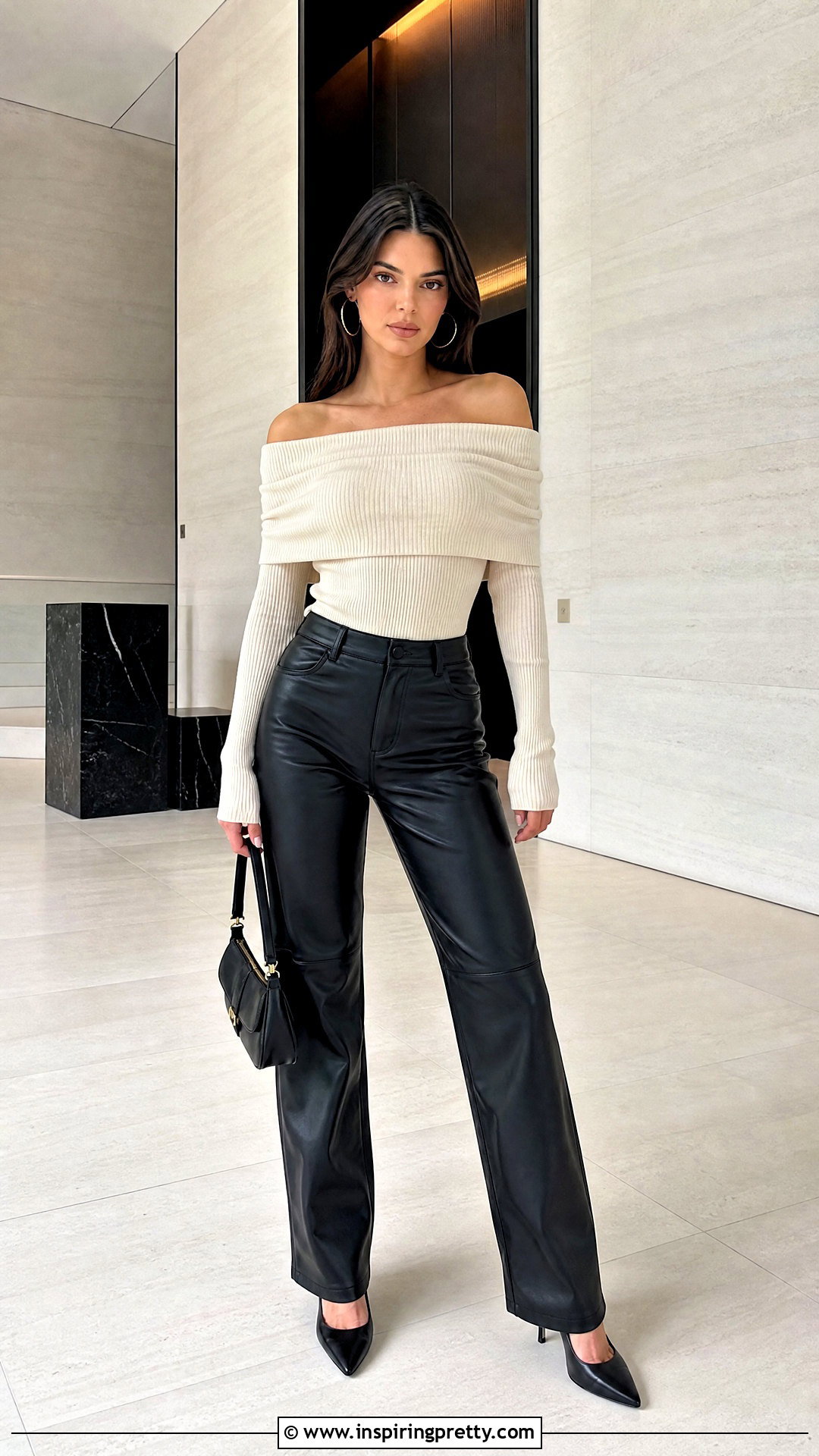 Kendall And Kylie Off Shoulder Top With Leather Pants - 20 kendall and kylie top outfit ideas