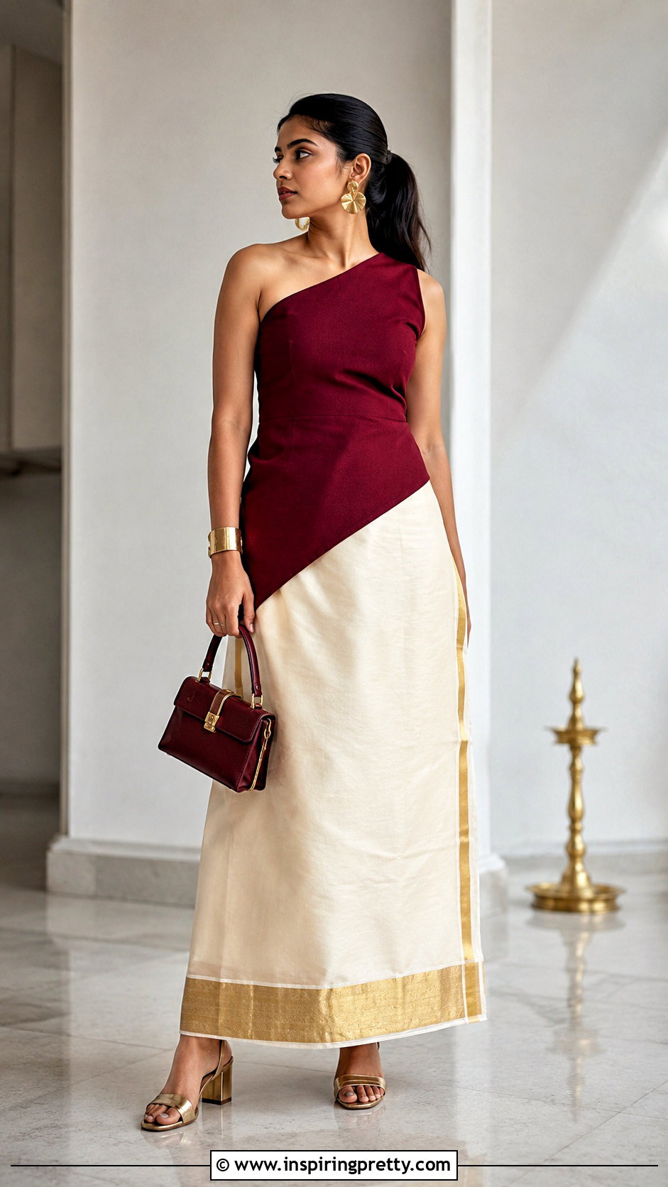 Kerala Kasavu Skirt And Asymmetrical Top - 50 kerala skirt and top designs