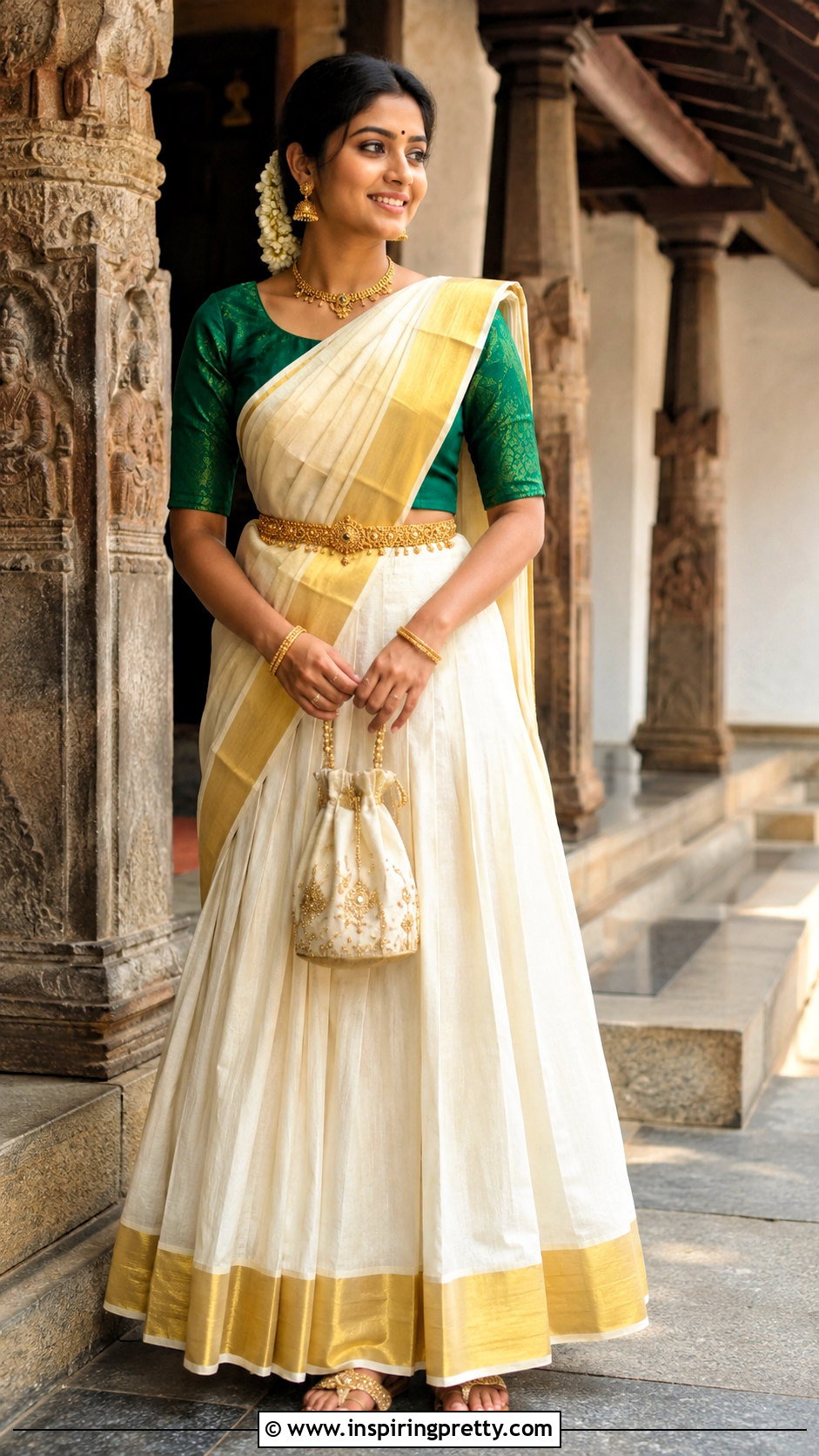 Kerala Kasavu Skirt And Half Saree Top - 50 kerala skirt and top designs