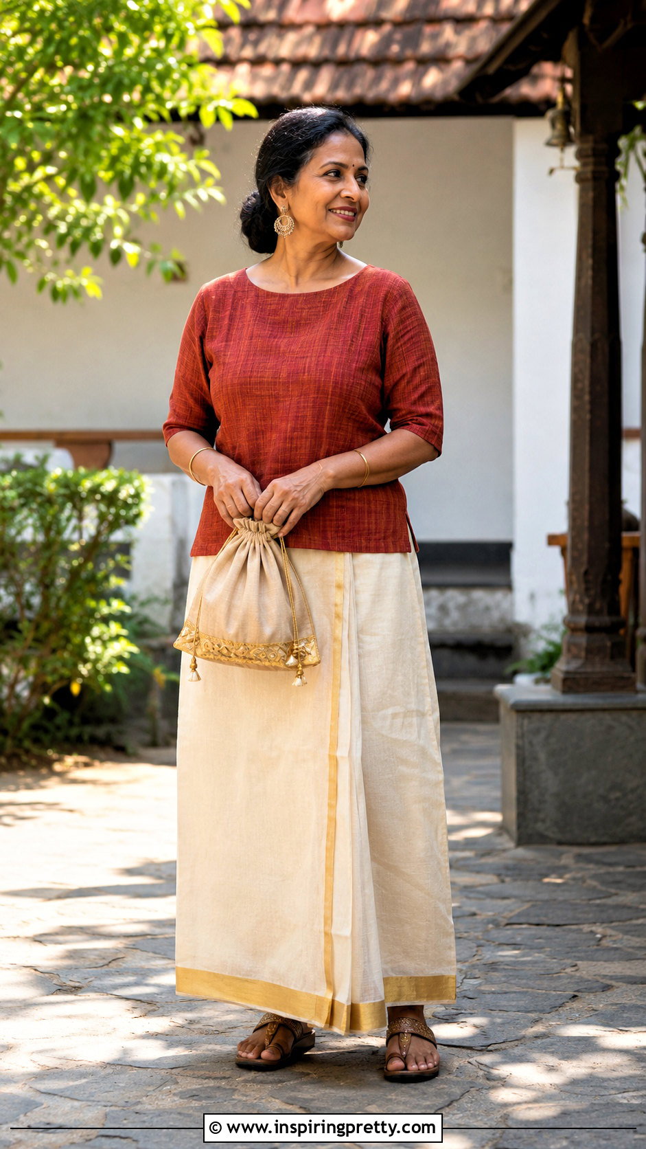 Kerala Kasavu Skirt And Handloom Cotton Top - 50 kerala skirt and top designs