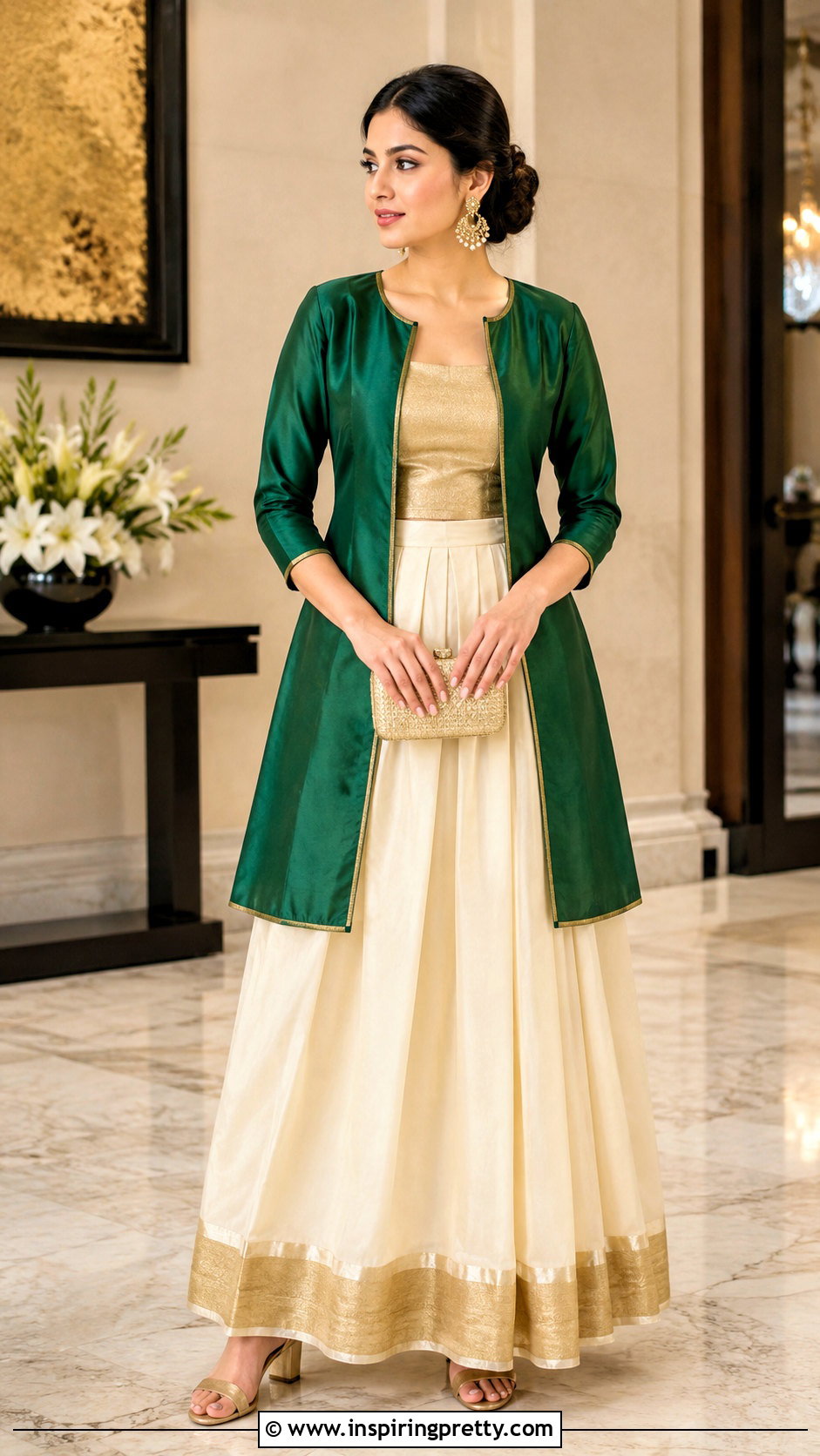 Kerala Kasavu Skirt And Long Jacket Top - 50 kerala skirt and top designs