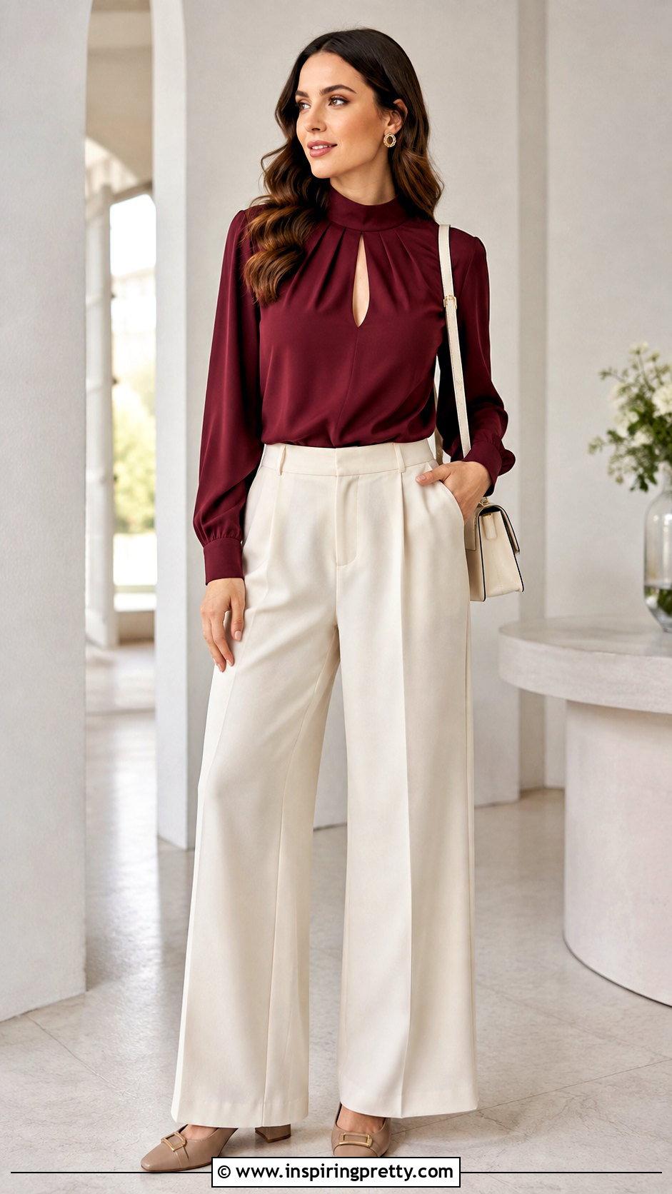 Keyhole Top With Wide Leg Pants - 50 different tops style names