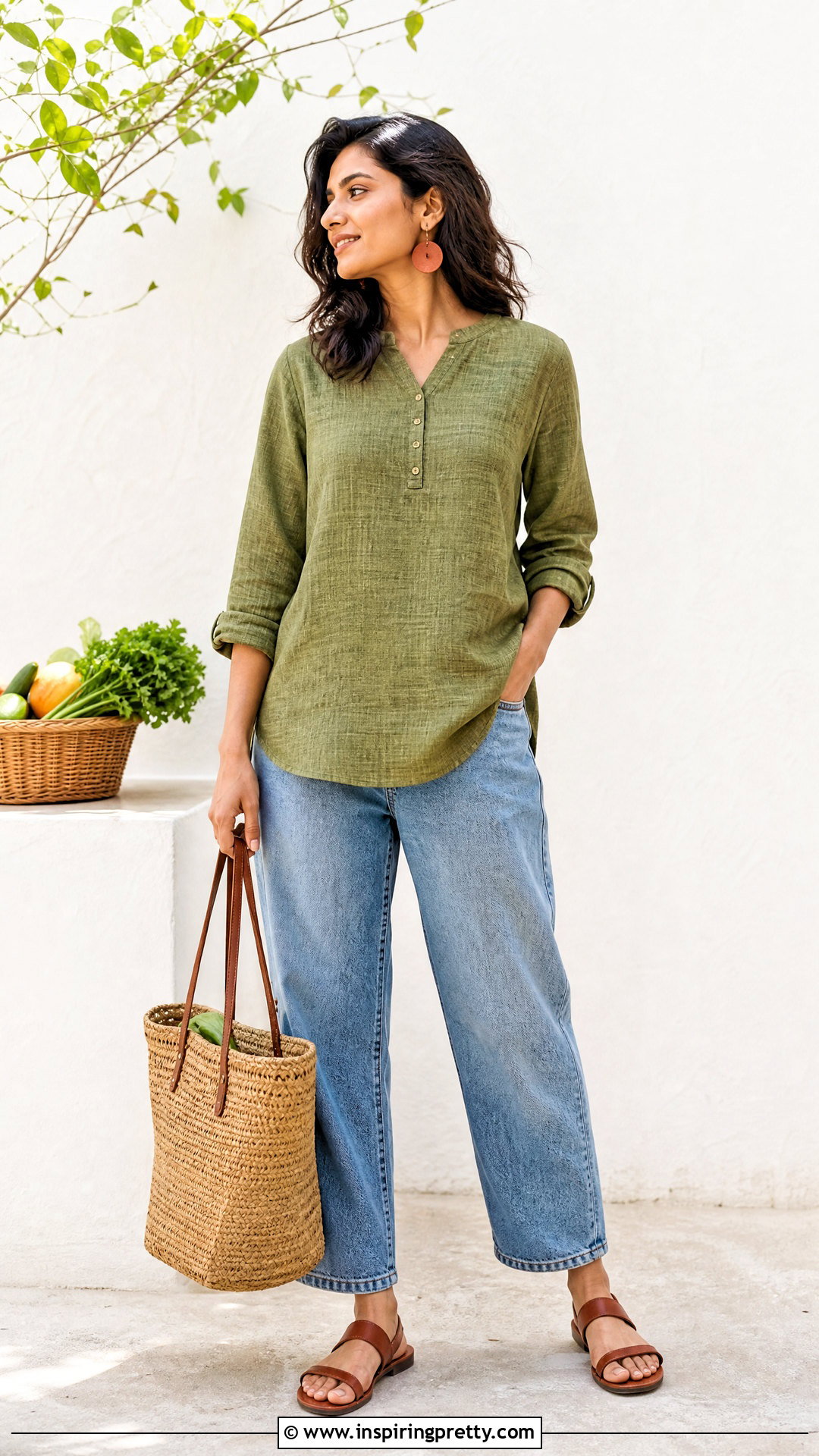 Khadi Top With Relaxed Jeans - 50 jeans tops indian style for women
