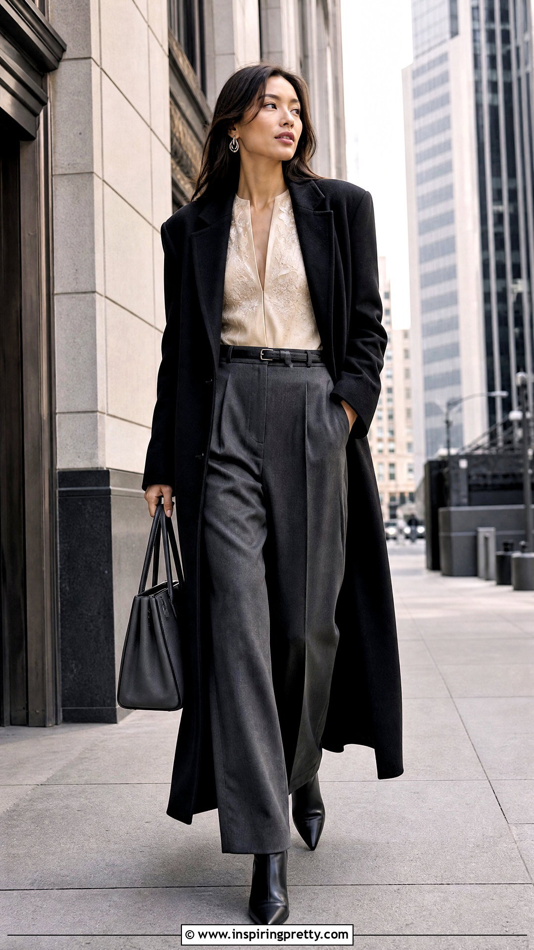 Khaite Argo Top With Gray Tailored Trousers - 20 khaite argo top outfit ideas