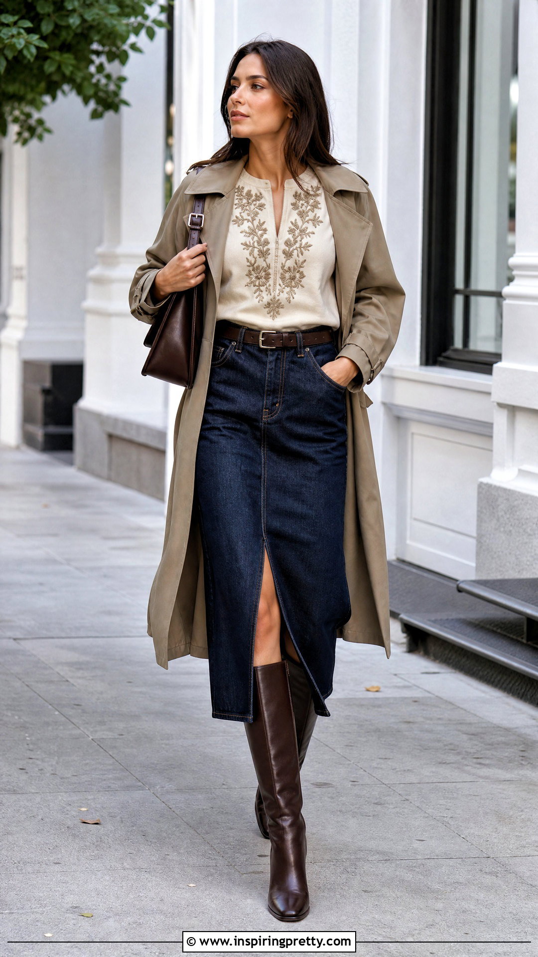 Khaite Argo Top With a Denim Midi Skirt - 20 khaite argo top outfit ideas