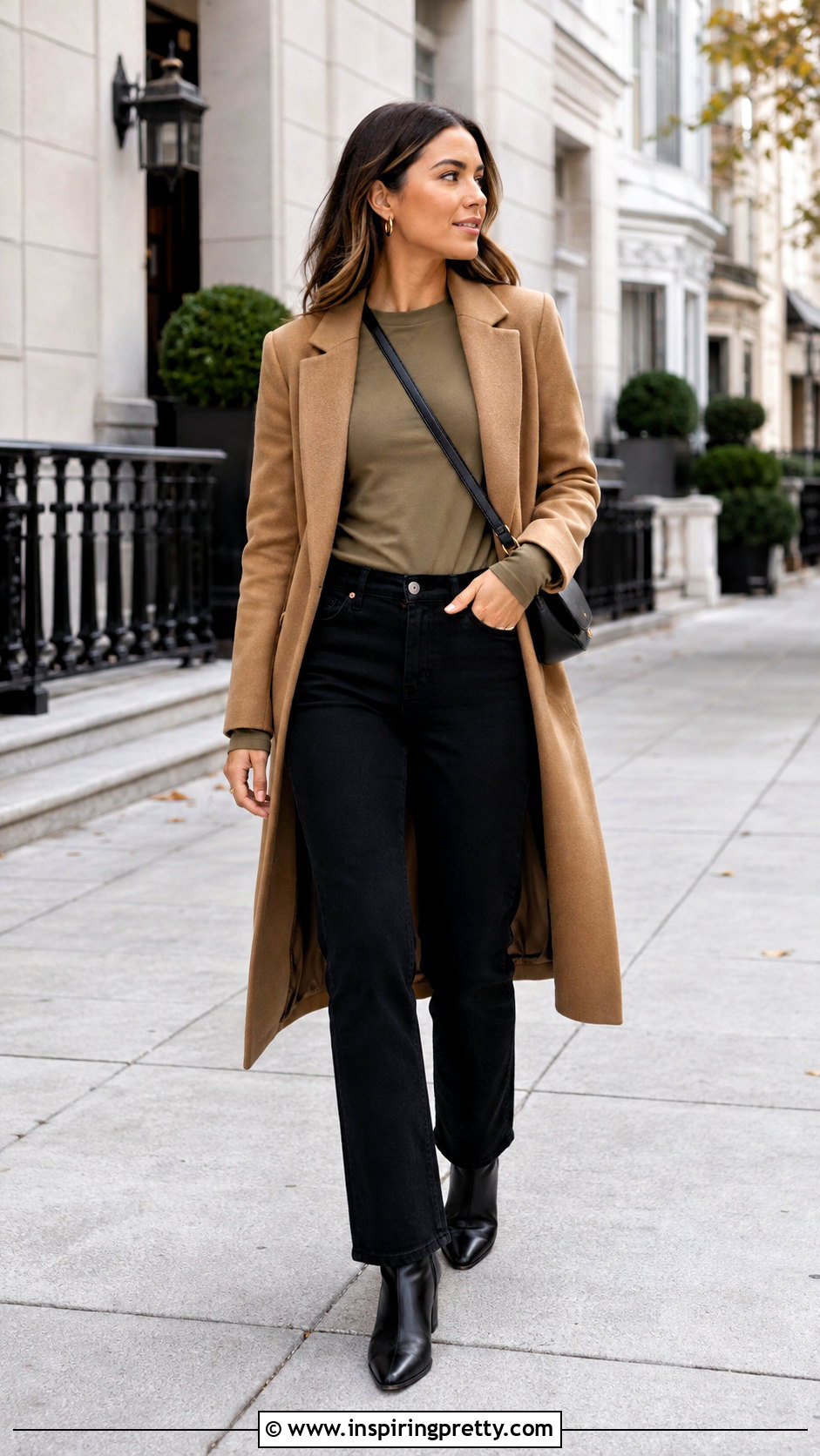 Khaki Long Sleeve Top With Black Jeans - 50 khaki top outfit ideas