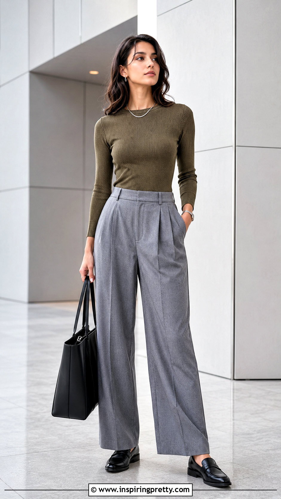 Khaki Top With Gray Trousers - 50 khaki top outfit ideas