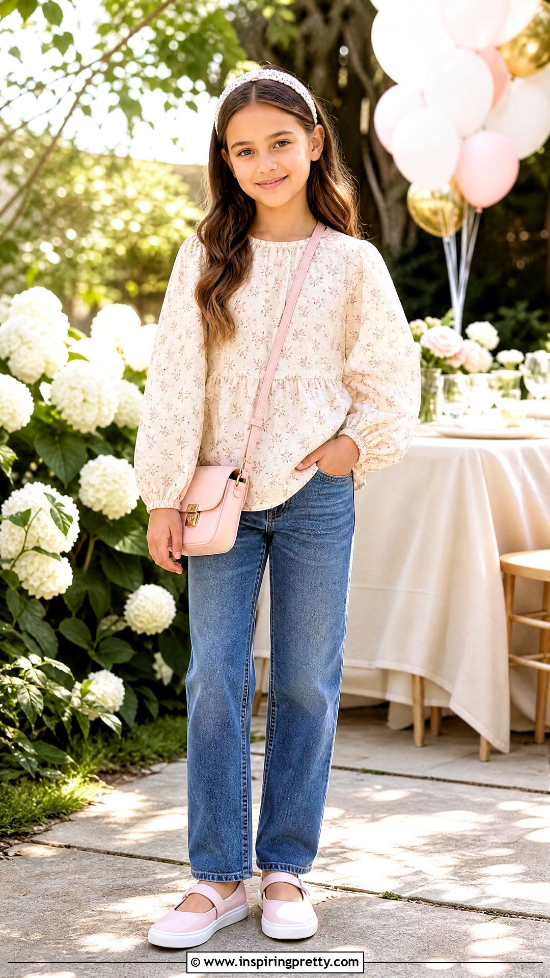 Kids Balloon Sleeve Blouse With Jeans - 50 kids top designs