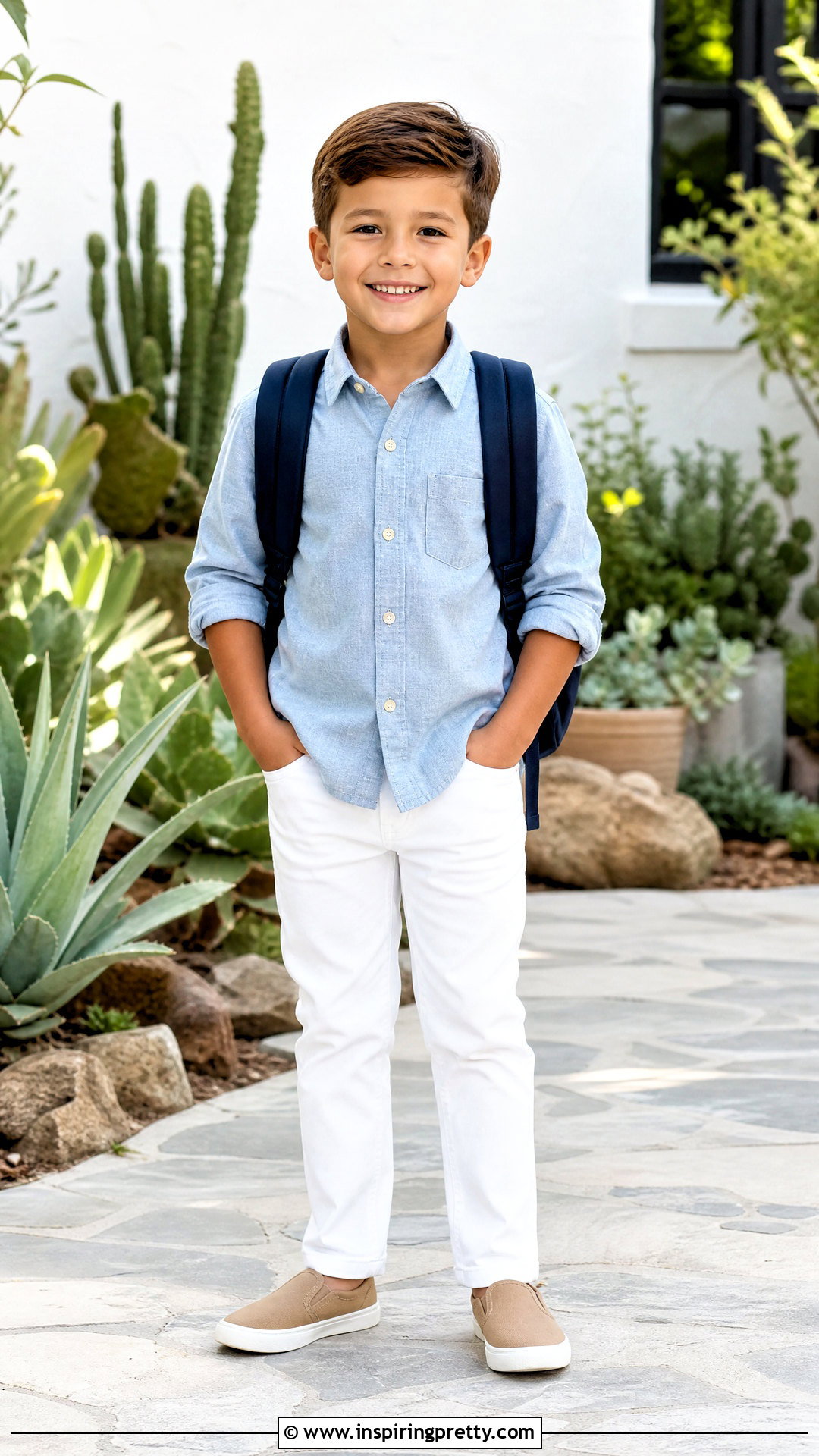 Kids Chambray Shirt With White Jeans - 50 kids top designs