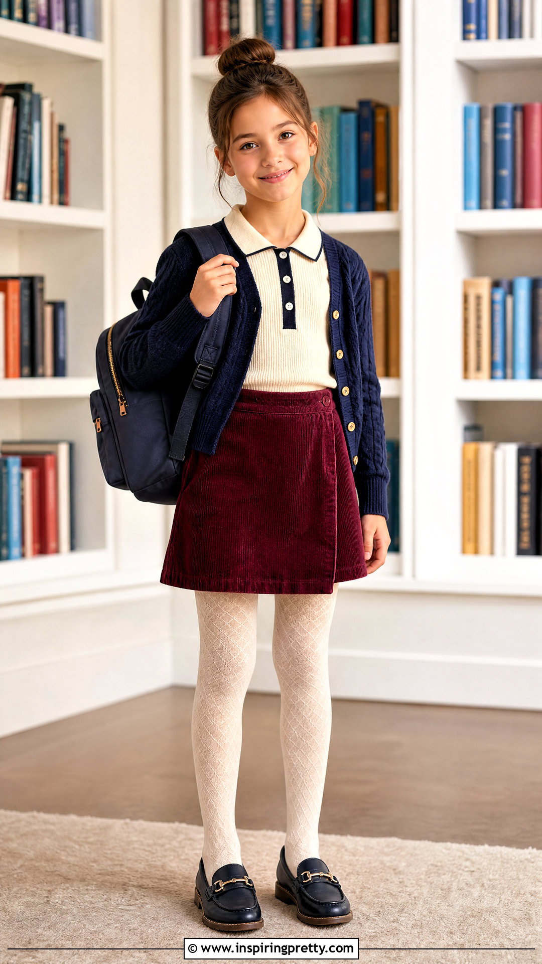 Kids Collared Knit Top And A Line Skirt Outfit - 50 kids tops outfit ideas