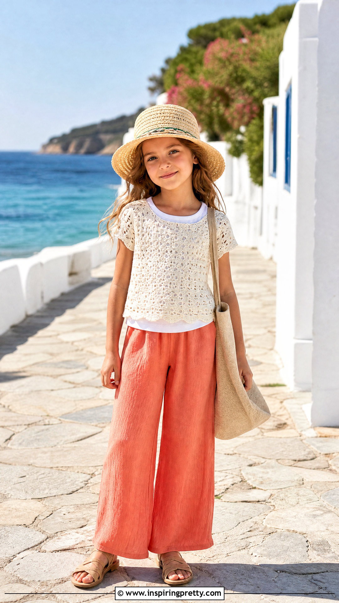 Kids Crochet Top And Wide Leg Pants Outfit - 50 kids tops outfit ideas