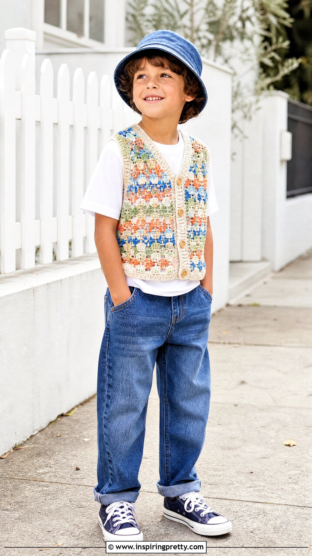 Kids Crochet Vest With Cotton Shirt - 50 kids top designs