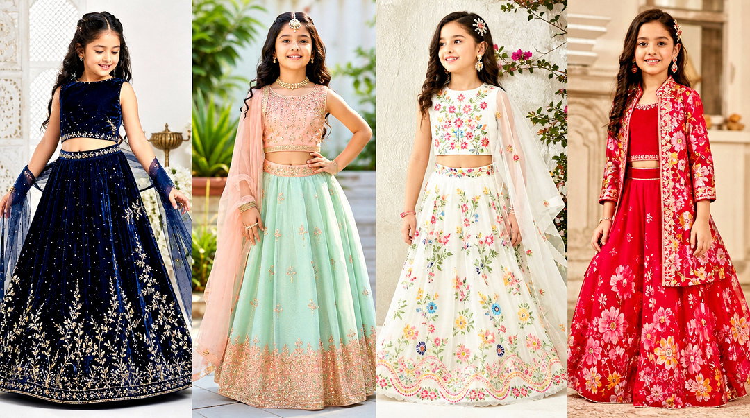 50 Kids Crop Top Lehenga Designs for Joyful Festive Looks