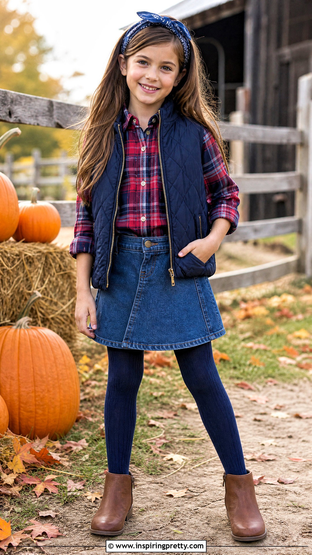 Kids Denim Skirt And Plaid Shirt Outfit - 50 kids skirt and tops