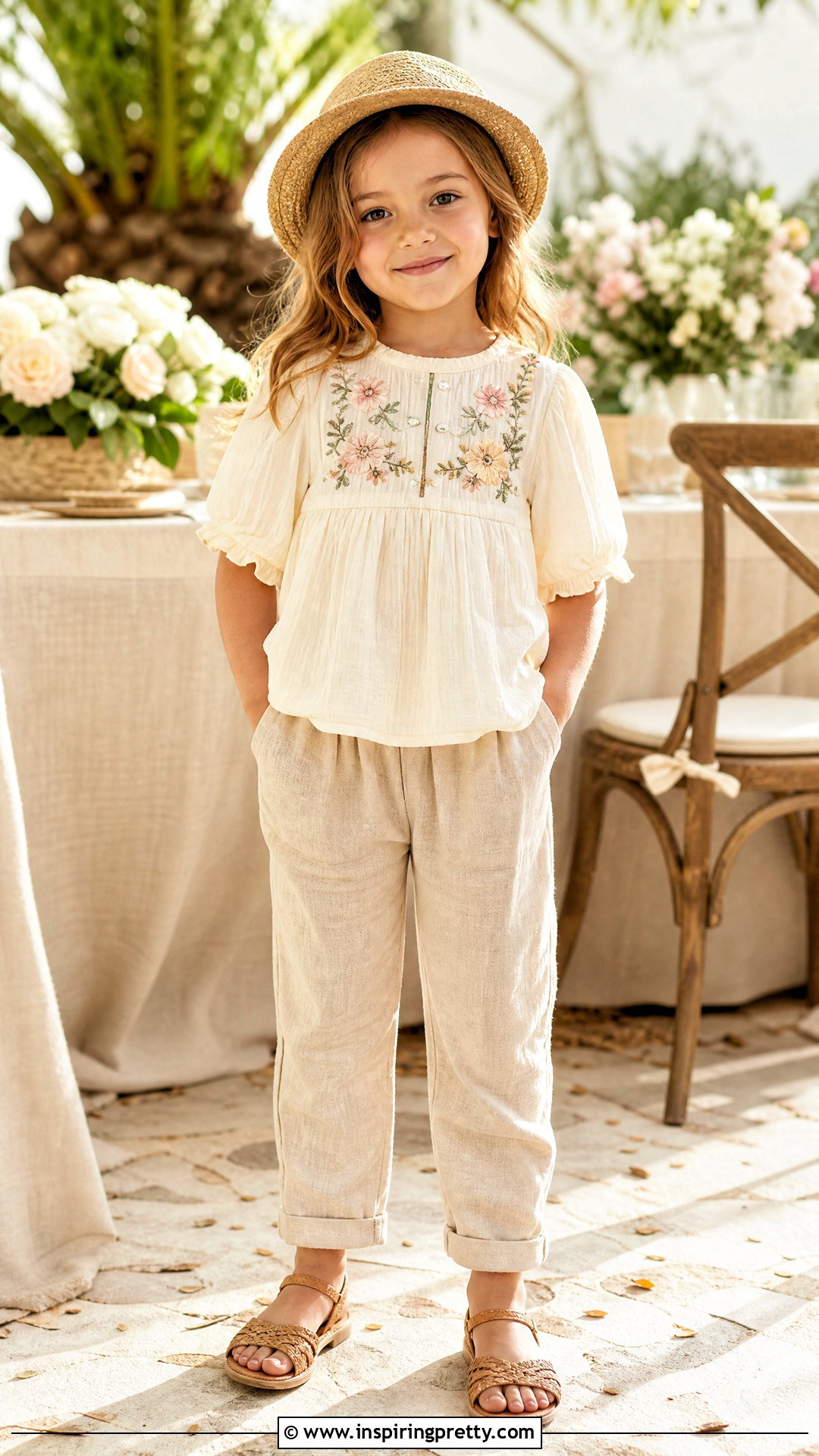 Kids Embroidered Top With Linen Pants - 50 kids top designs
