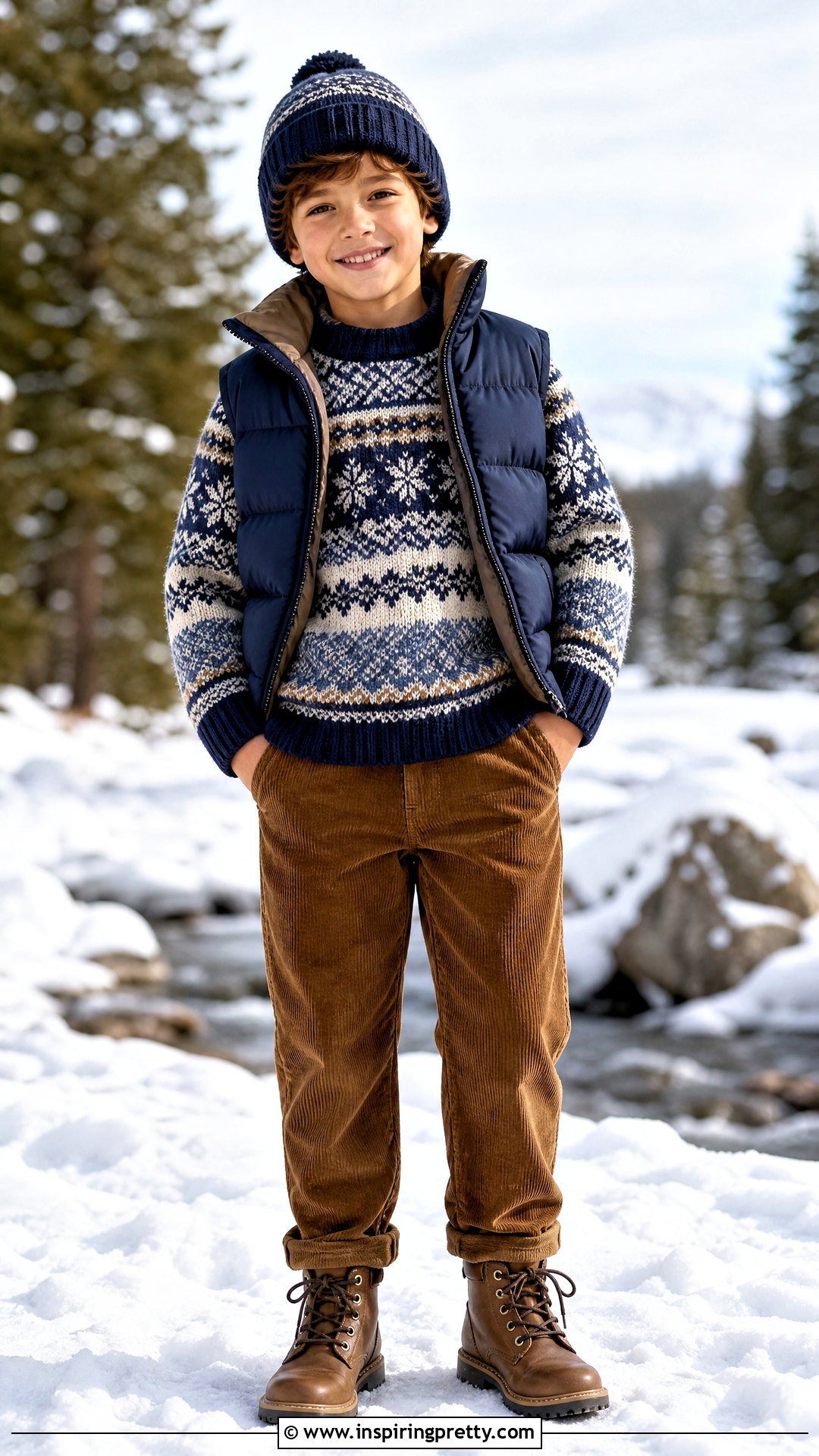 Kids Fair Isle Sweater With Corduroy Pants - 50 kids top designs