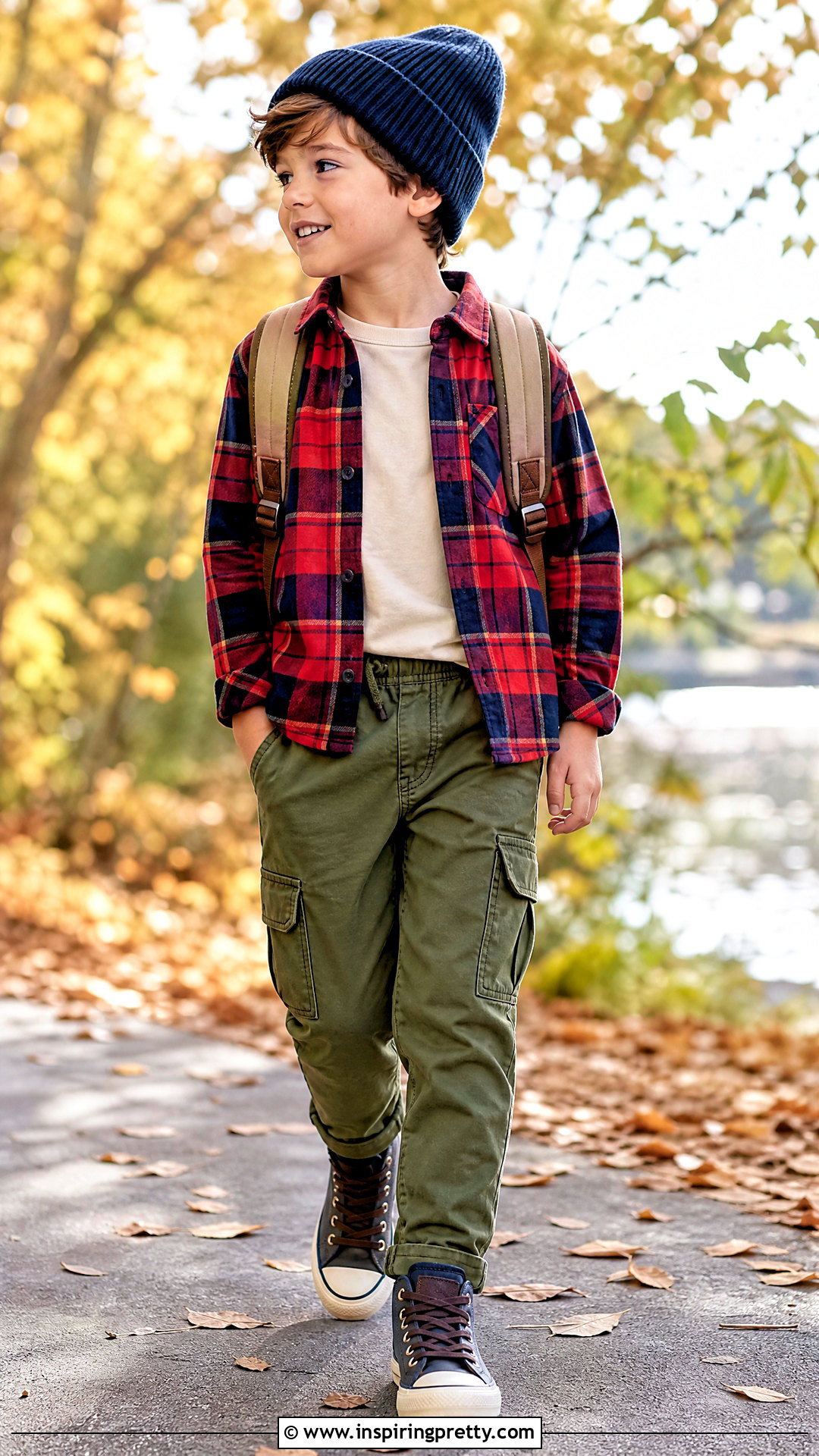 Kids Flannel Shirt And Cargo Pants Outfit - 50 kids tops outfit ideas
