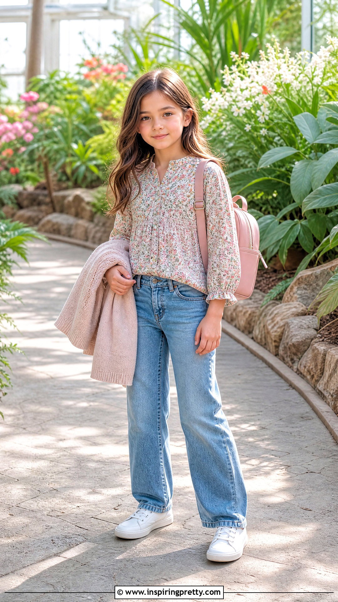 Kids Floral Blouse With Straight Leg Jeans - 50 kids top designs