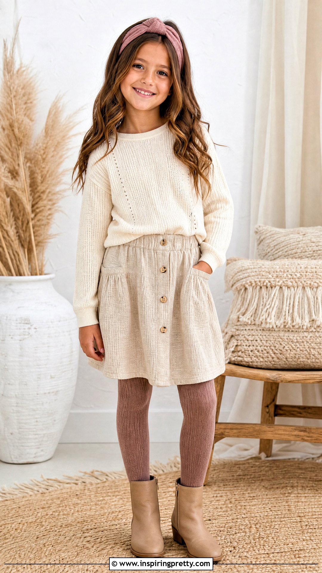 Kids Neutral Skirt And Knit Top Outfit - 50 kids skirt and tops