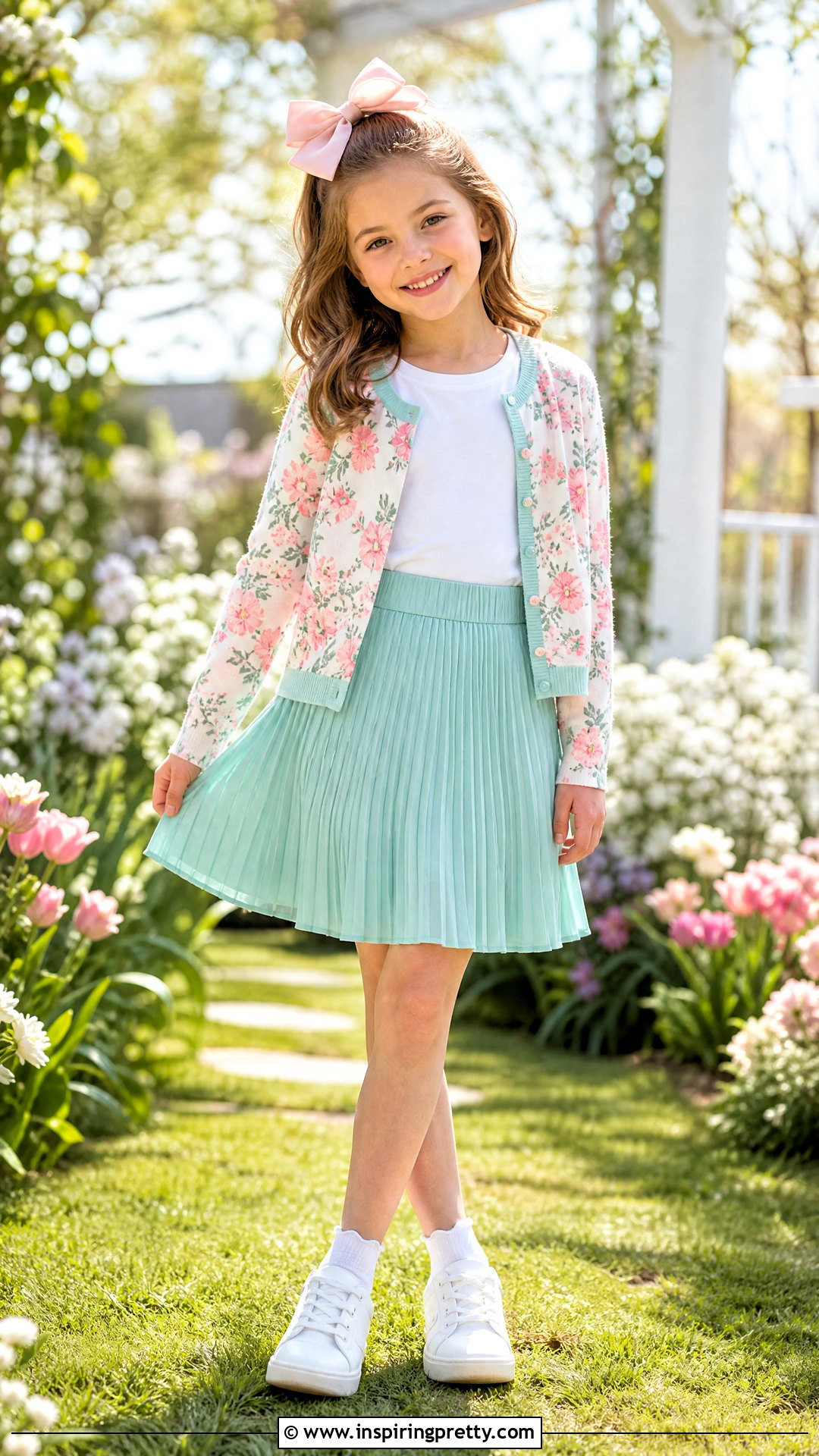 Kids Pastel Skirt And Floral Cardigan Outfit - 50 kids skirt and tops