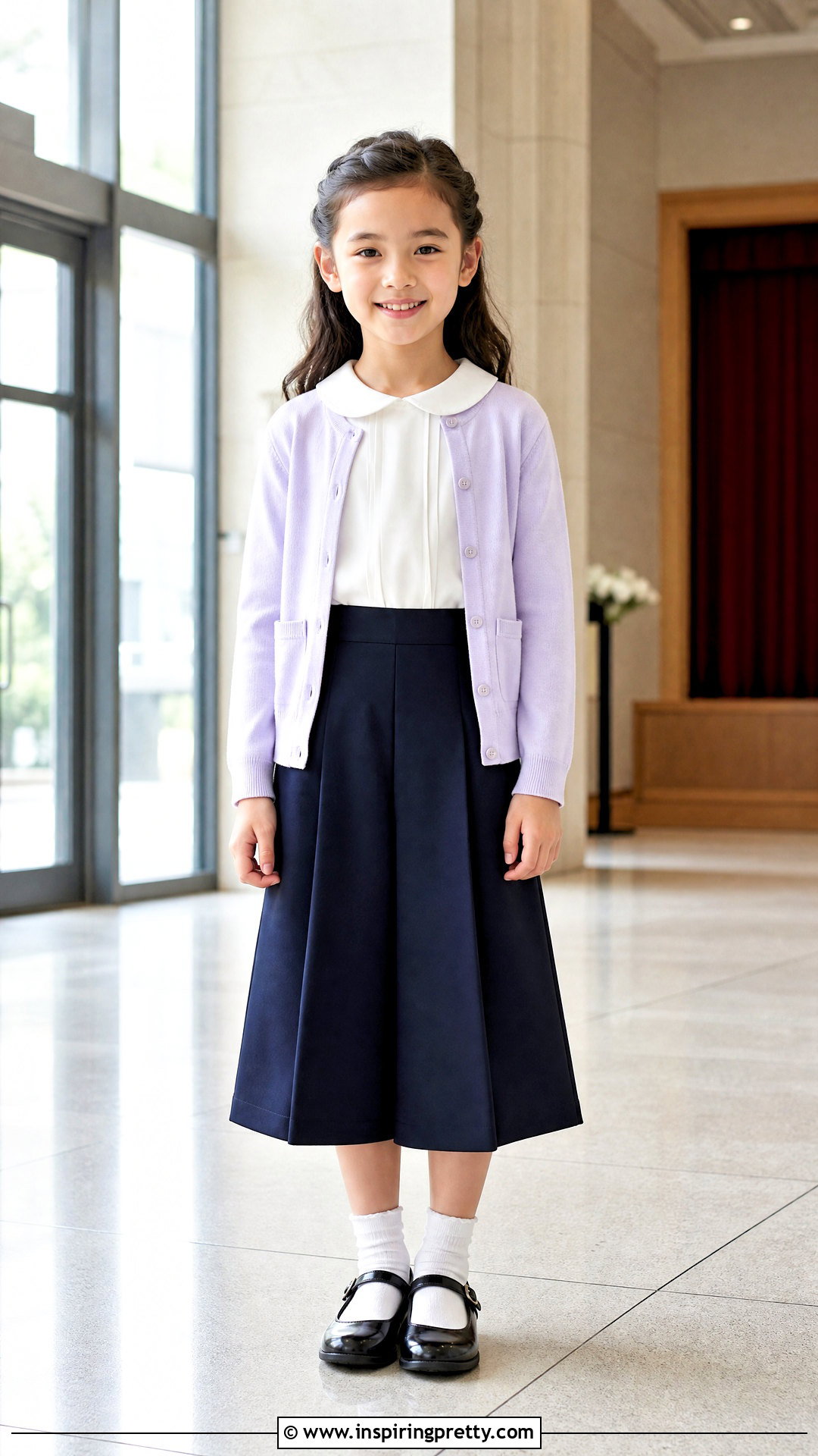 Kids Peter Pan Collar Top With Culottes - 50 kids top designs
