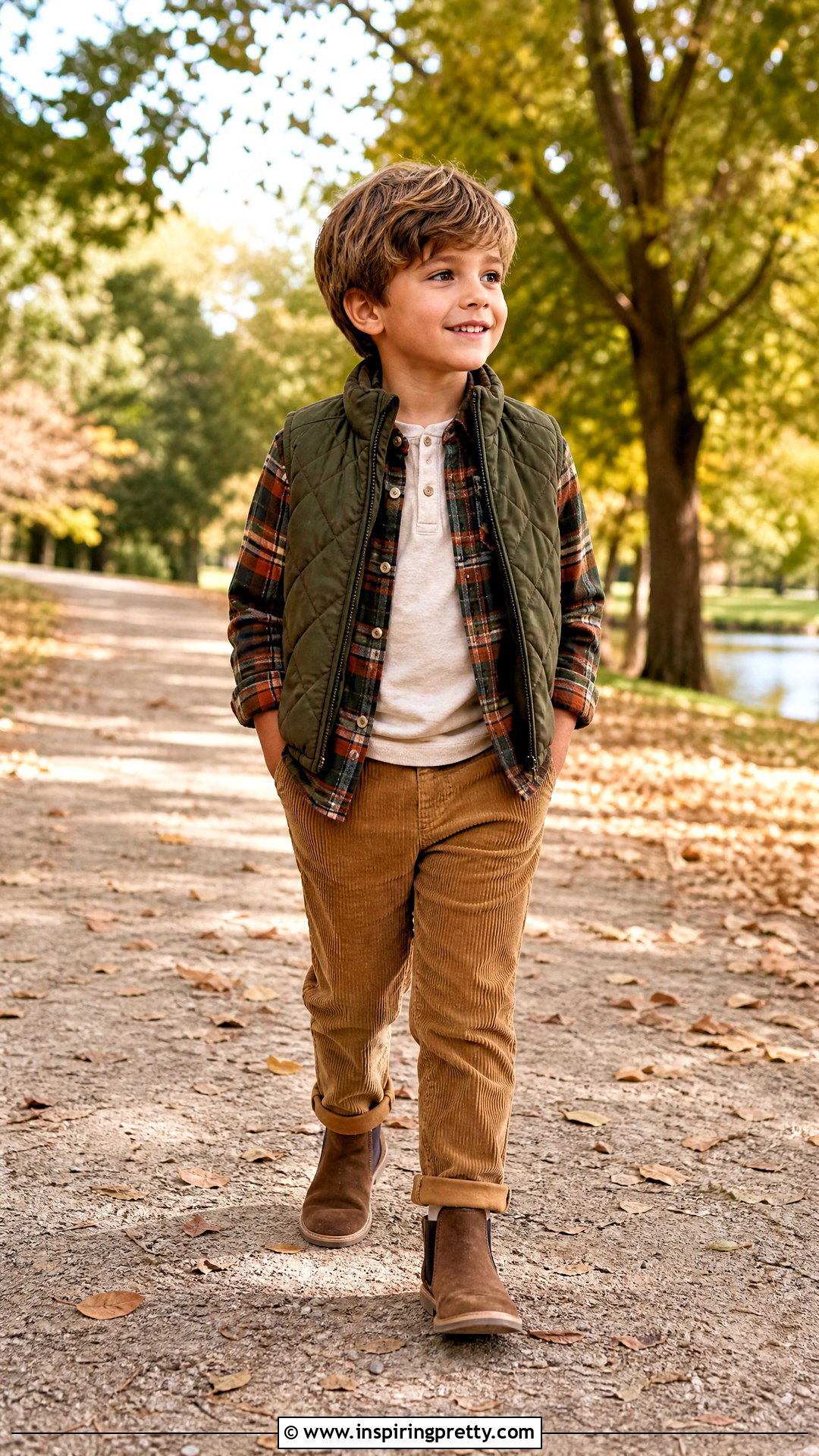 Kids Plaid Shirt With Corduroy Pants - 50 kids top designs