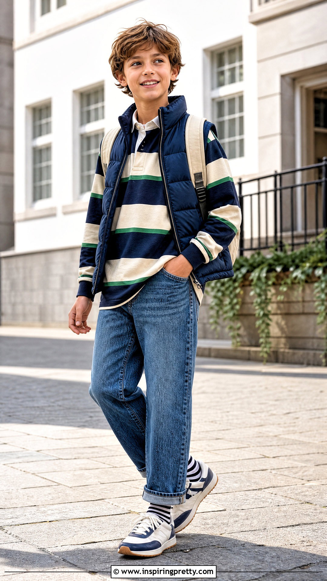 Kids Rugby Shirt And Straight Jeans Outfit - 50 kids tops outfit ideas