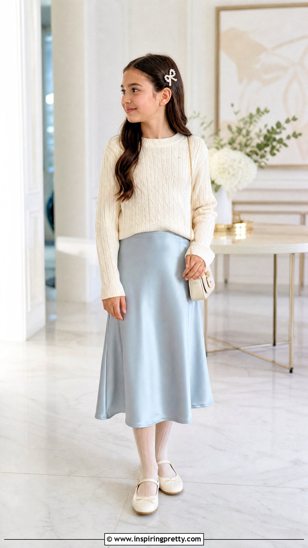 Kids Satin Skirt And Knit Sweater Outfit - 50 kids skirt and tops
