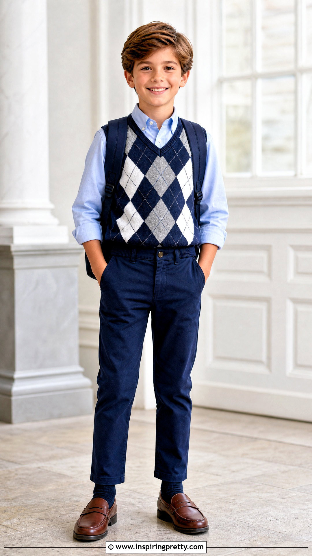 Kids Sweater Vest With Collared Shirt - 50 kids top designs