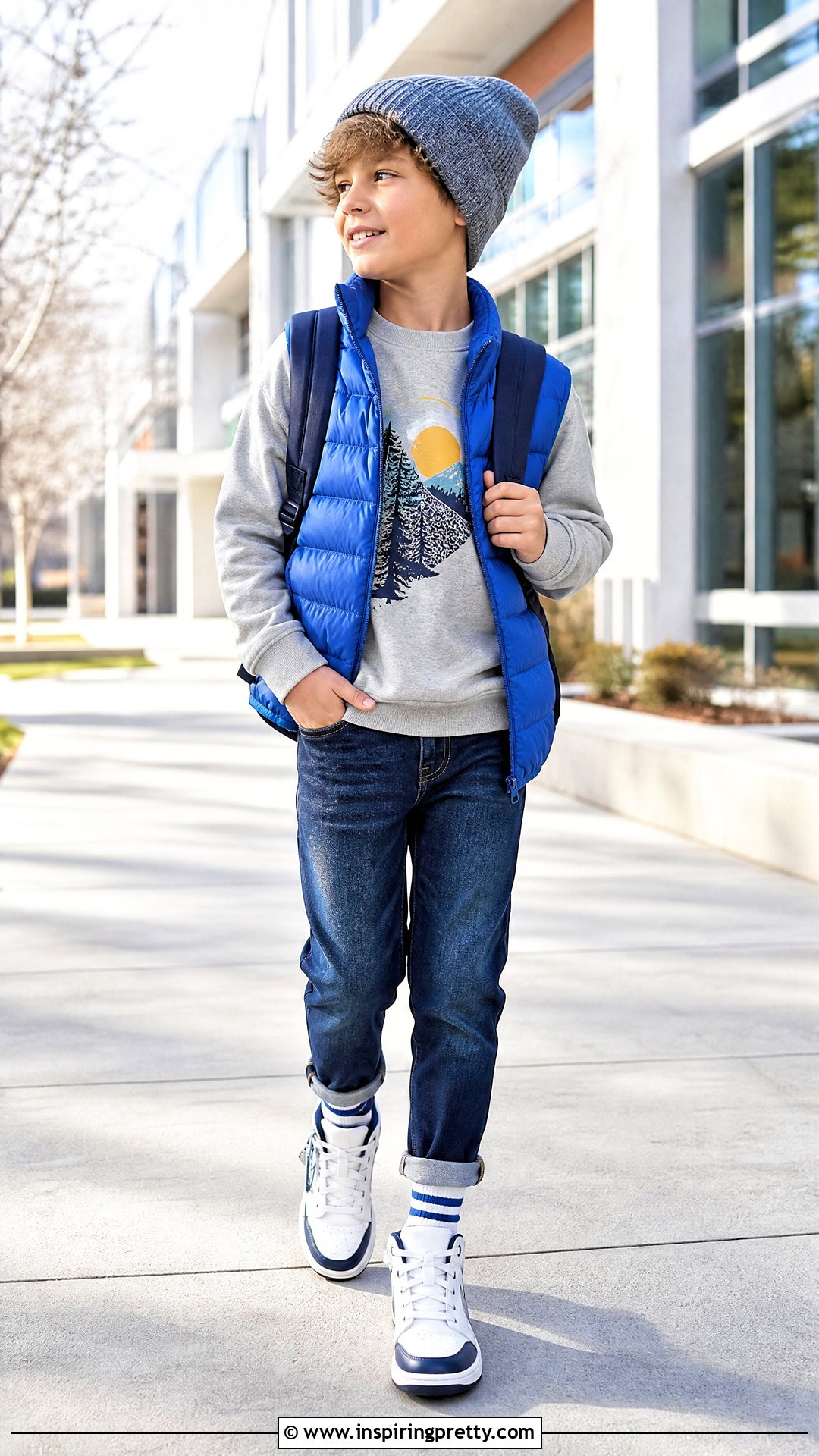 Kids Sweatshirt And Puffer Vest Outfit - 50 kids tops outfit ideas