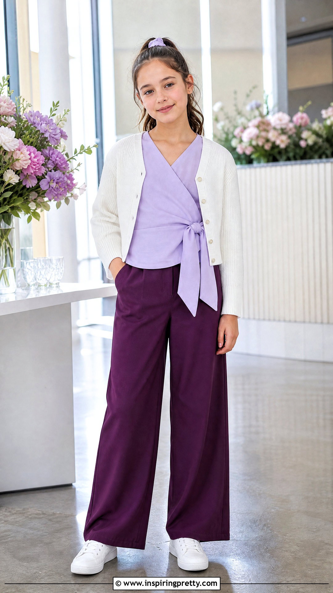 Kids Wrap Style Top With Wide Leg Pants - 50 kids top designs