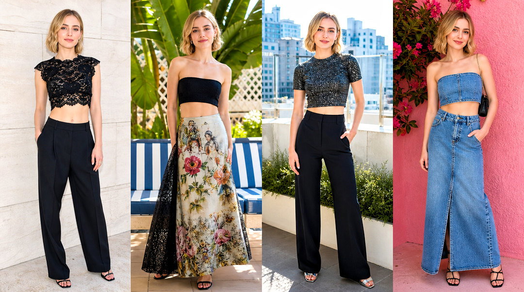 20 Kiernan Shipka Crop Top Outfit Ideas for Playful Chic Style