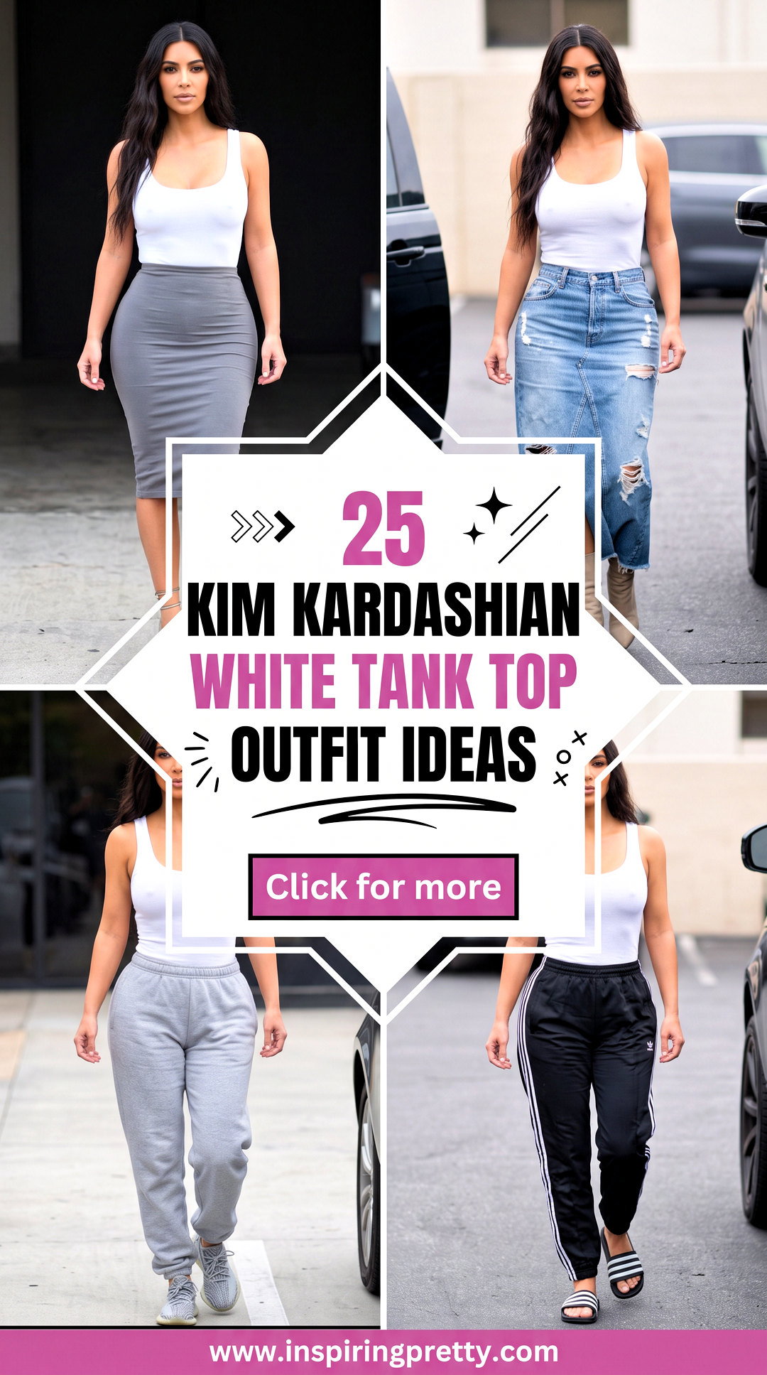 25 Kim Kardashian White Tank Top Outfit Ideas for Glam Looks - 25 Kim Kardashian White Tank Top Outfit Ideas for Glam Looks